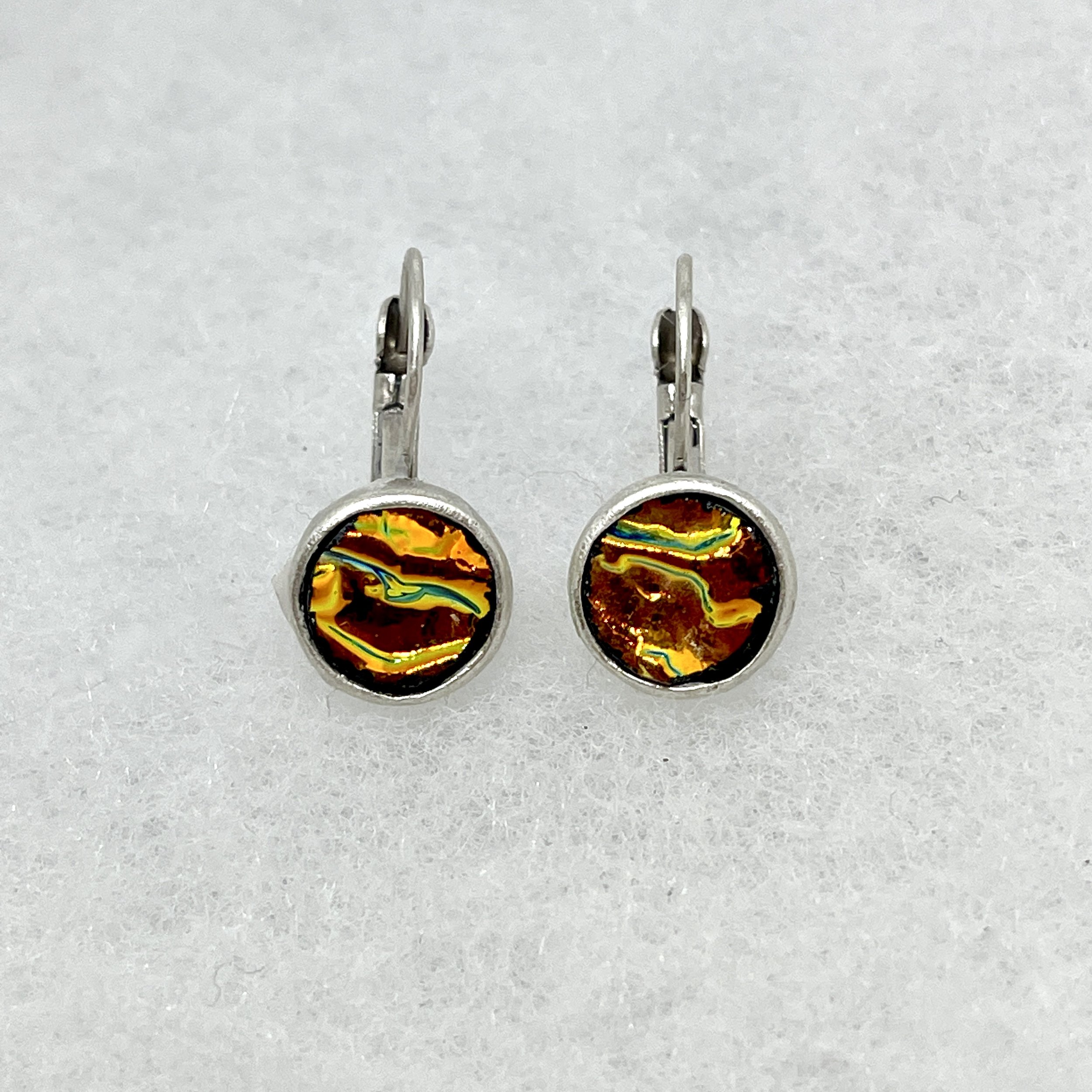 Orange:Yellow Leverback Small Circle Earrings.jpeg