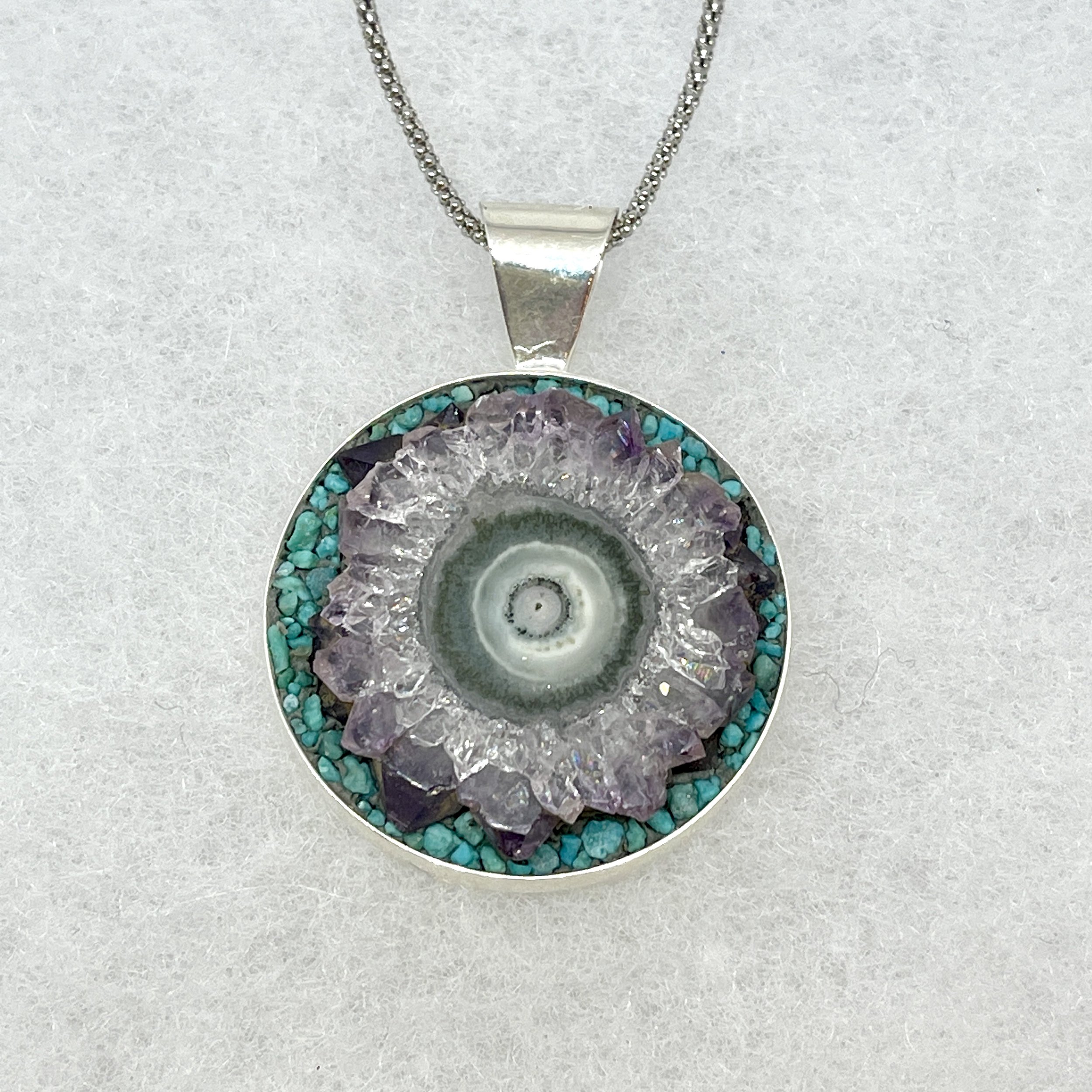 1 1:2%22 Circle Stalactite Slice:Turquoise Necklace.jpeg