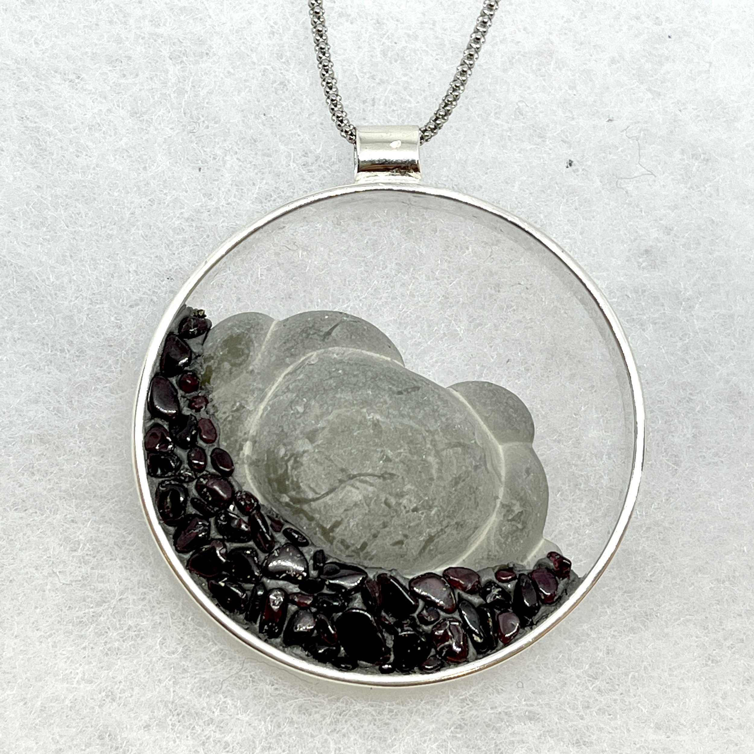 Lg Goddess:Pyrite:Garnet open circle necklace2.jpeg