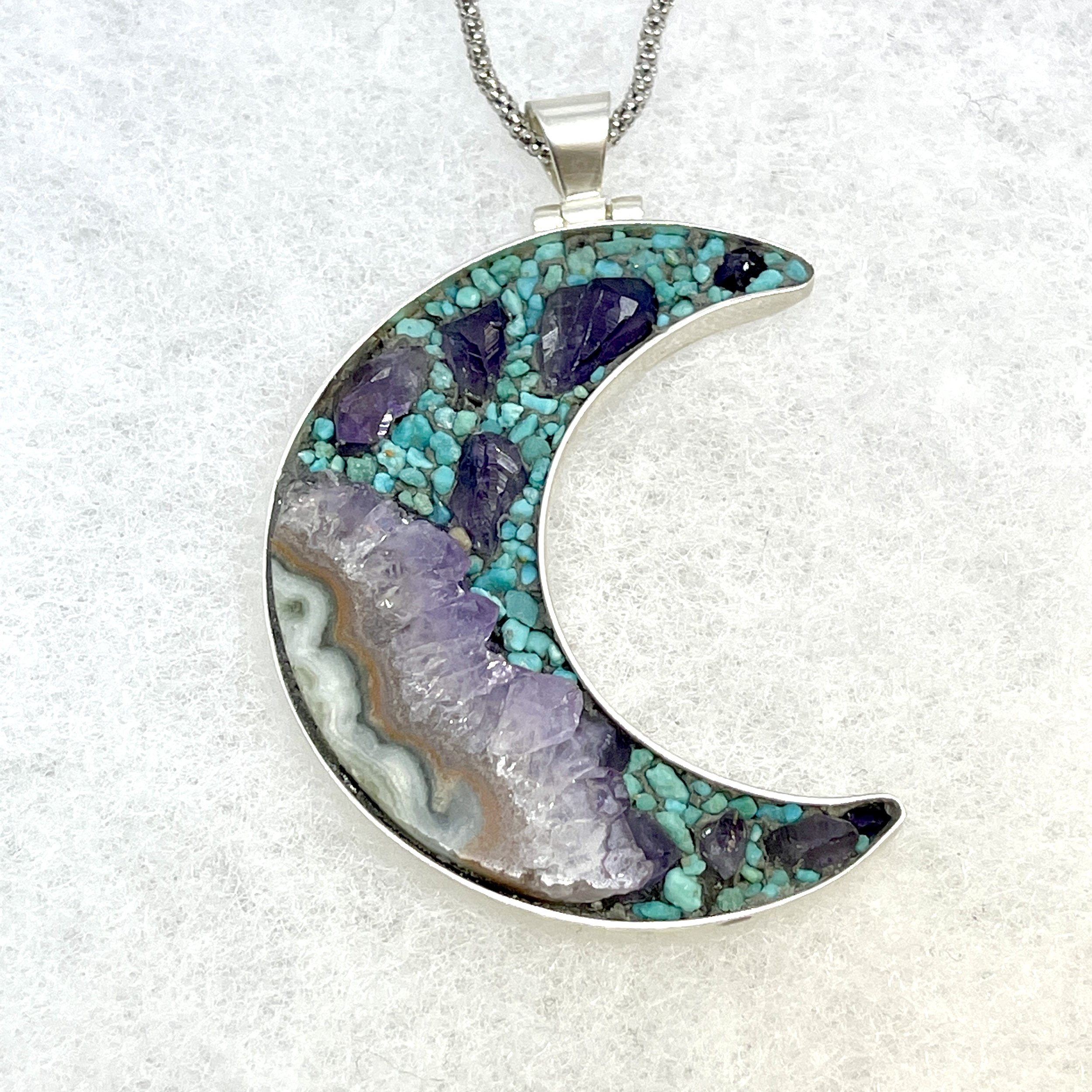 Moon Necklace - Stalactite Slice:Amethyst:Turquoise.jpeg