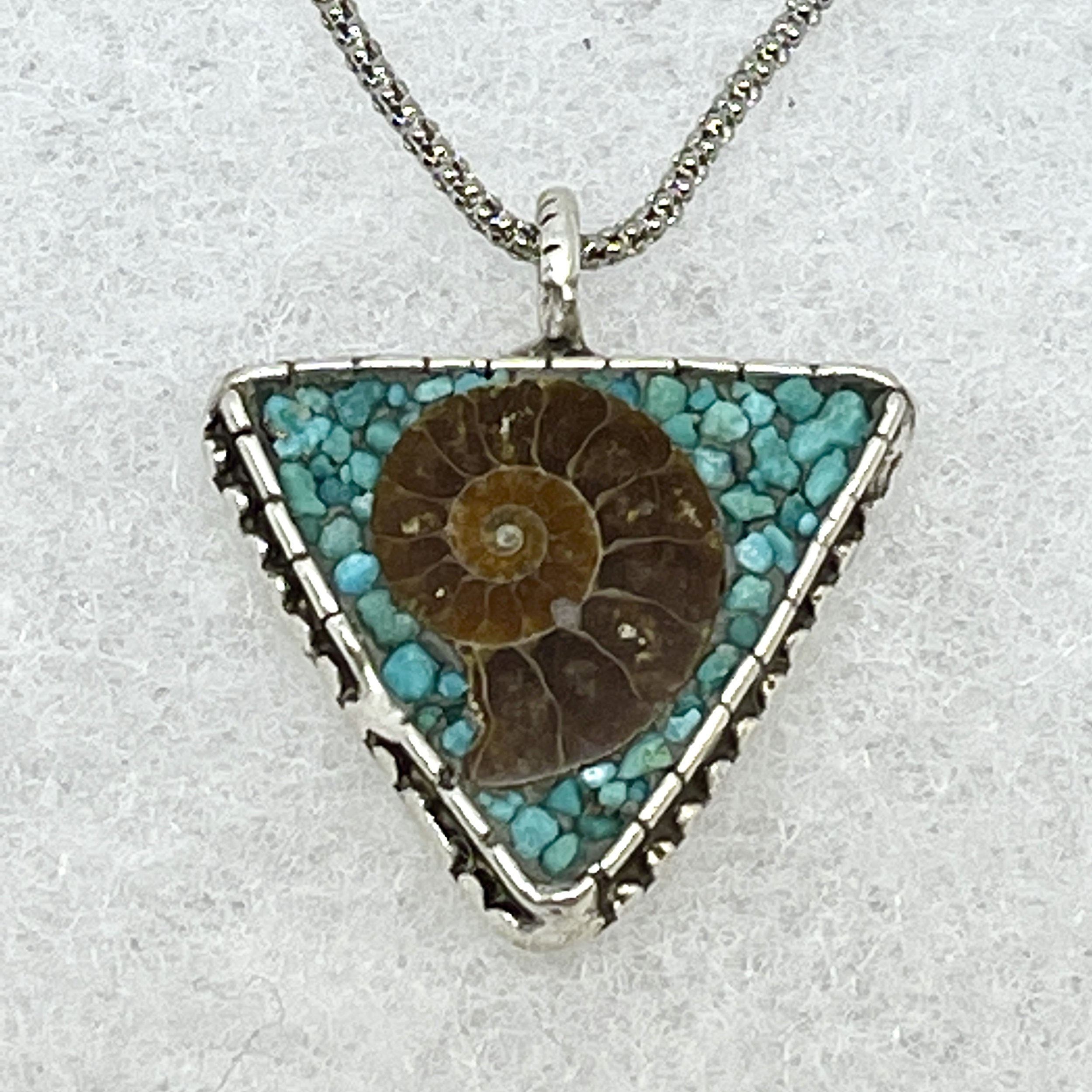 Trangle Necklace with Ammonite & Turquoise.jpeg