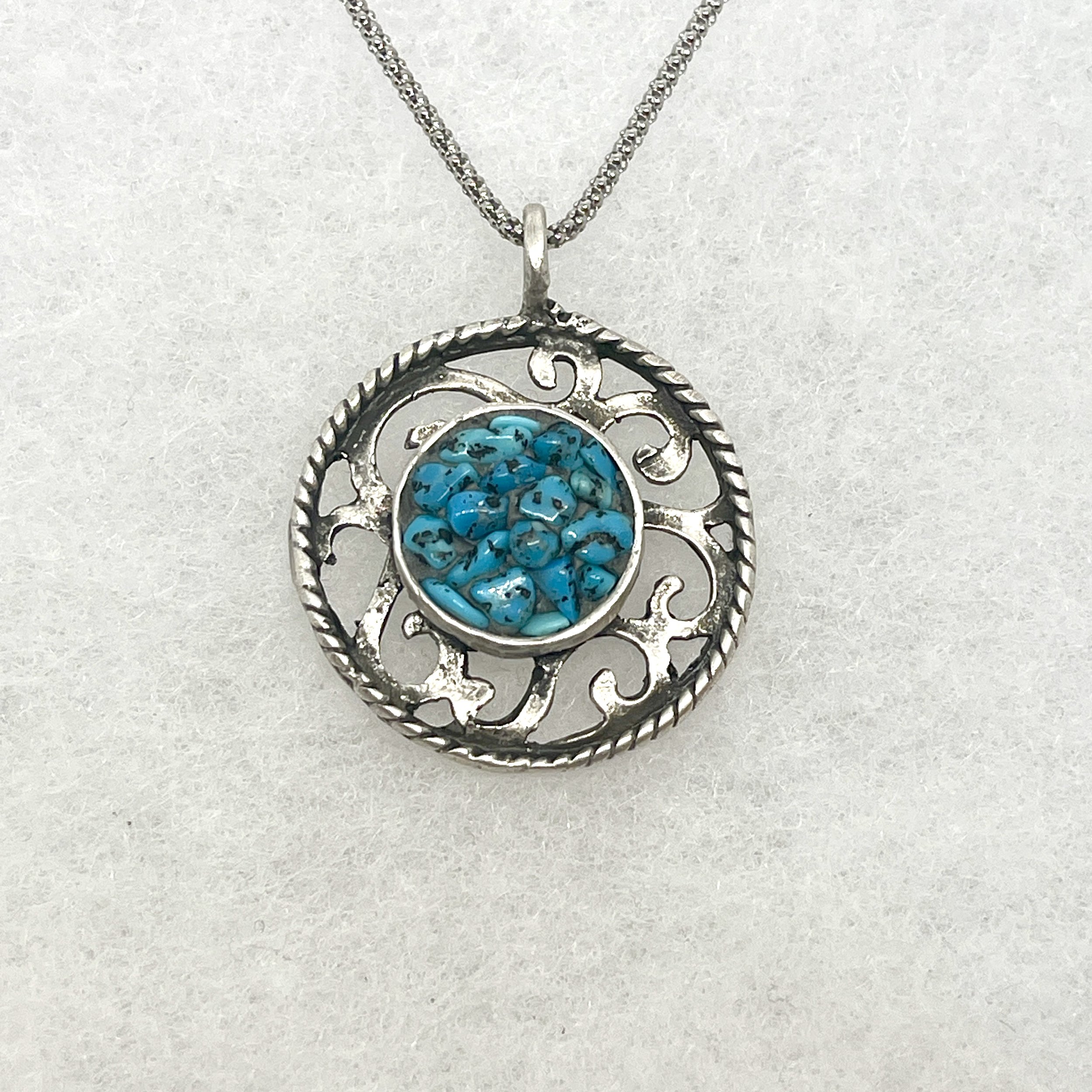 Decorative Silver Necklace with Polished Turquoise.jpeg