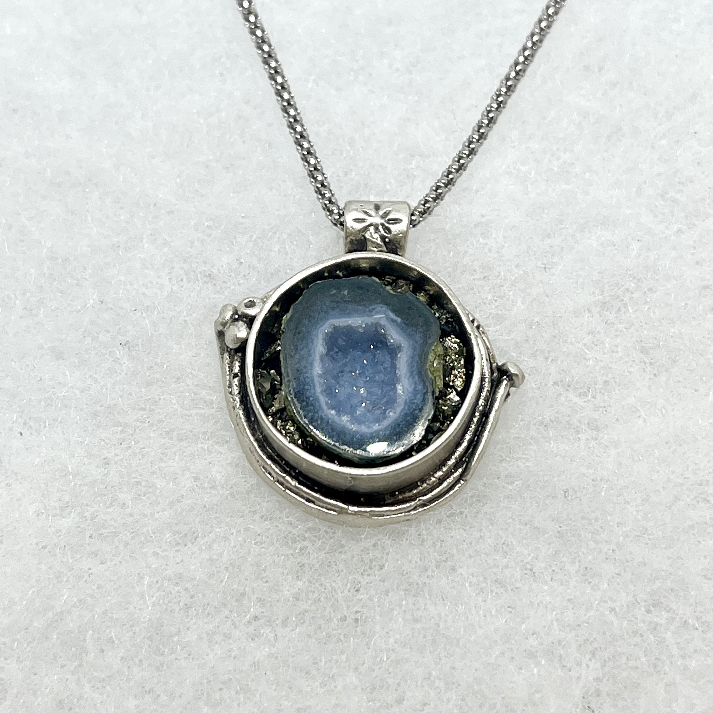 Half Geode:Pyrite Decorative Circle Necklace.jpeg