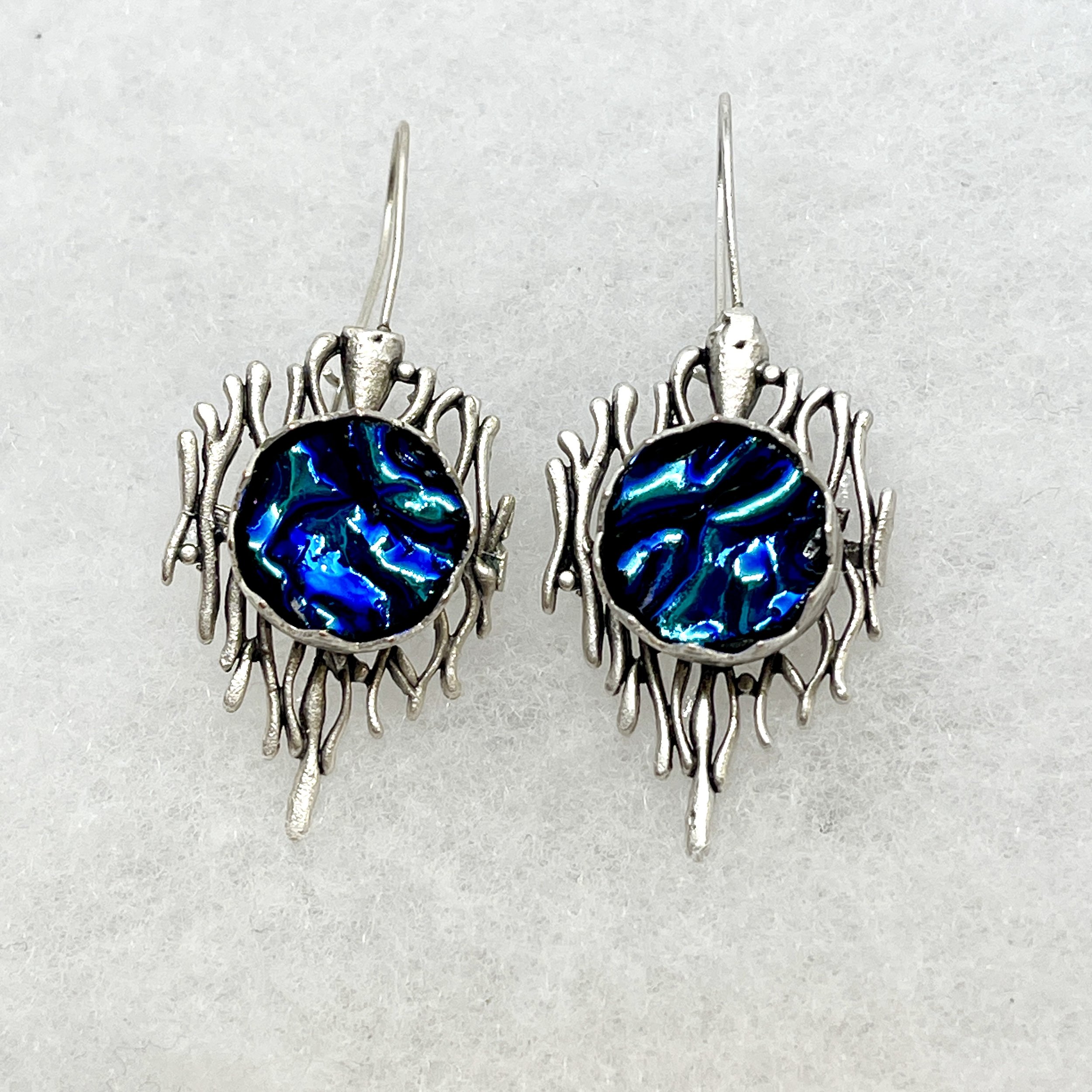 Blue Dichroic Scribble Earrings.jpeg