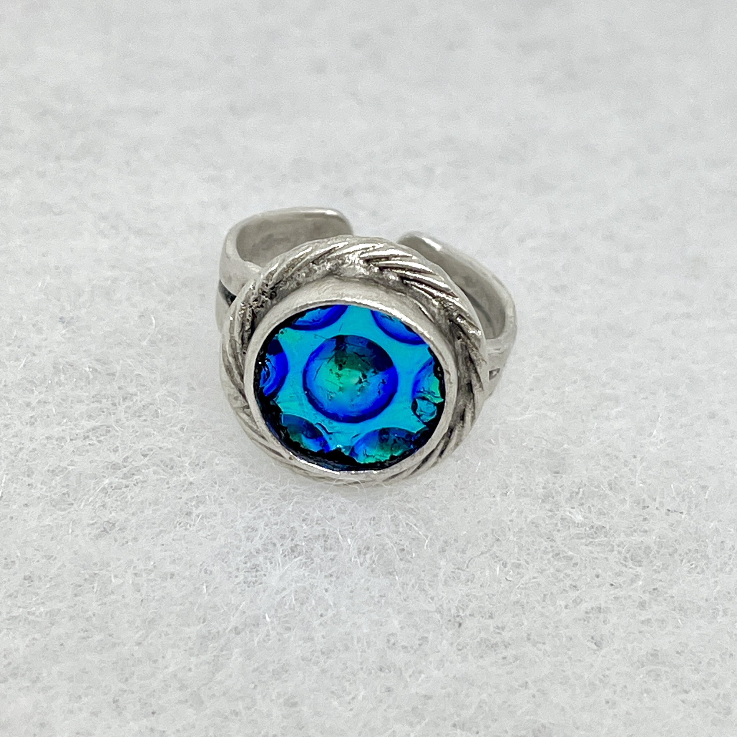 Blue Green Dichro Rope Circle Ring.jpeg
