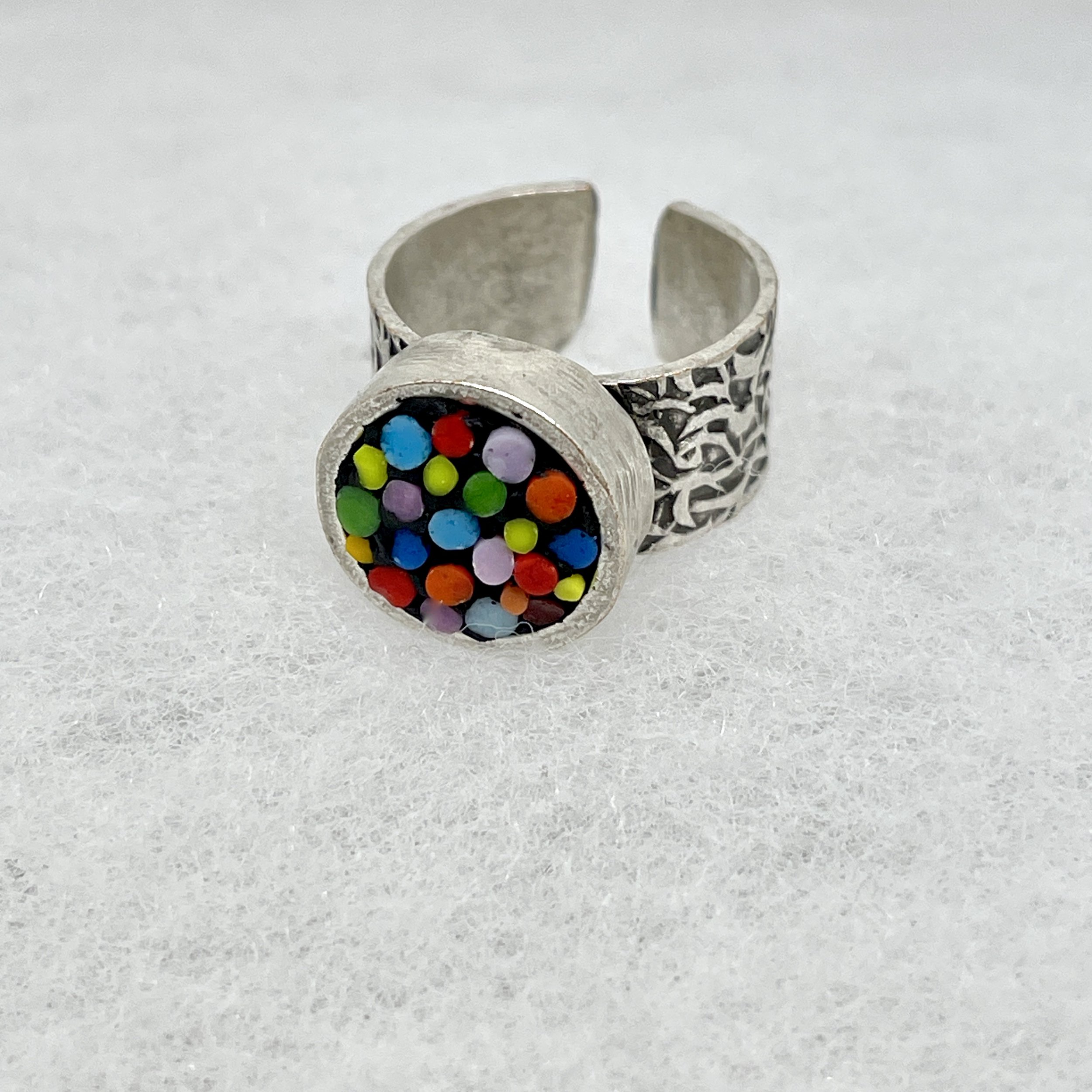 Multi Dot Hammered Circle Ring.jpeg