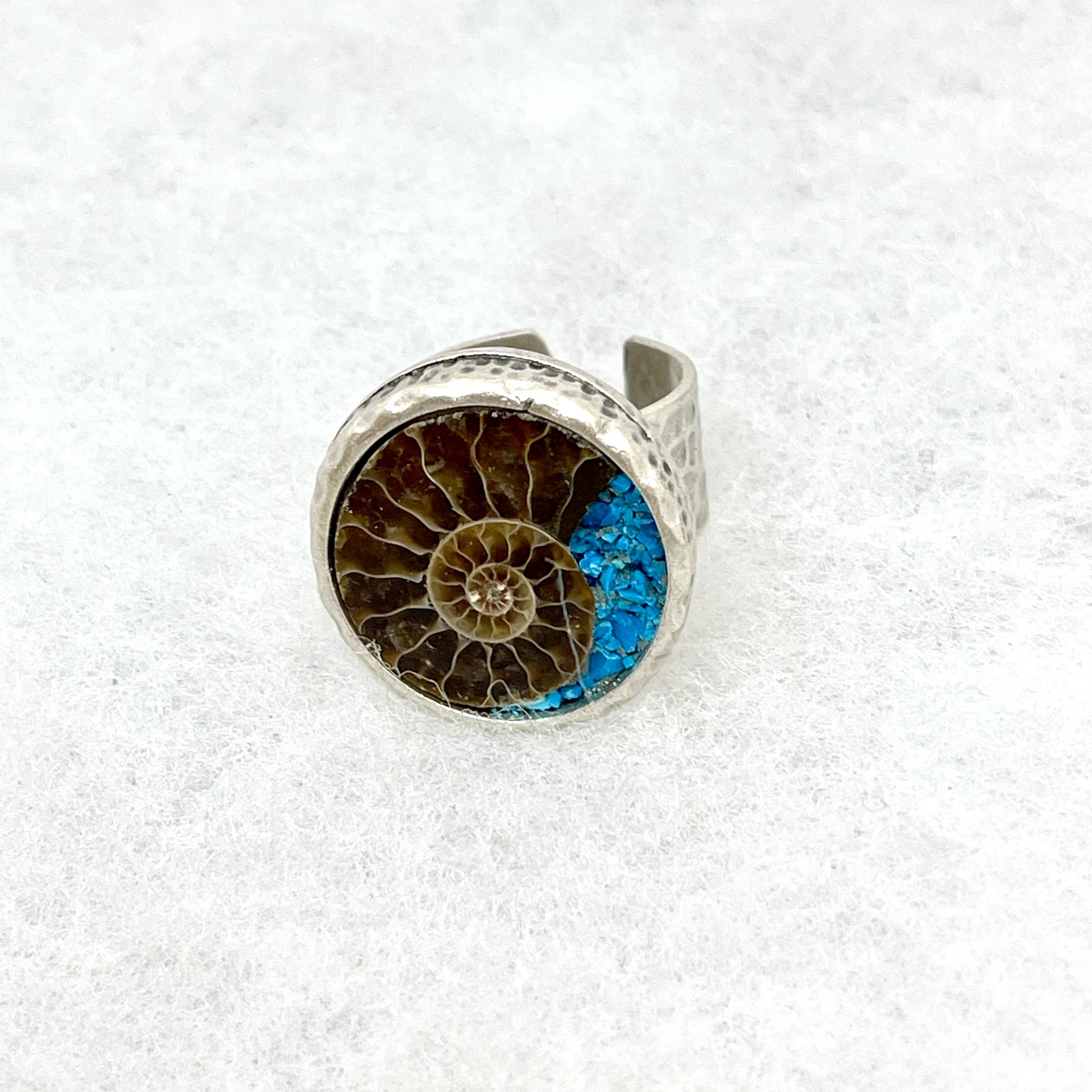 Ammonite:Turquoise Wide Band Circle Ring.jpeg