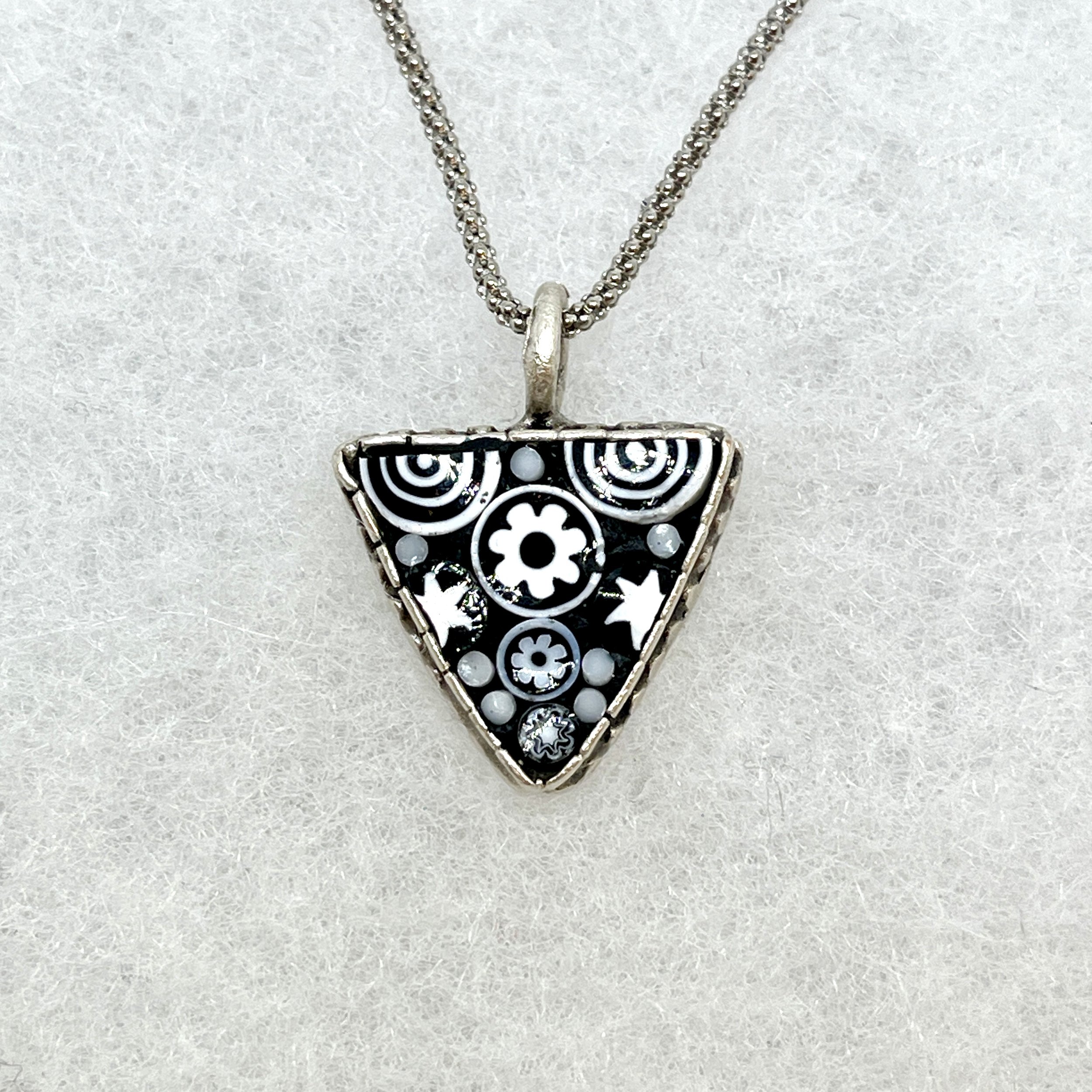 Black:White Millefiori Triangle Necklace.jpeg