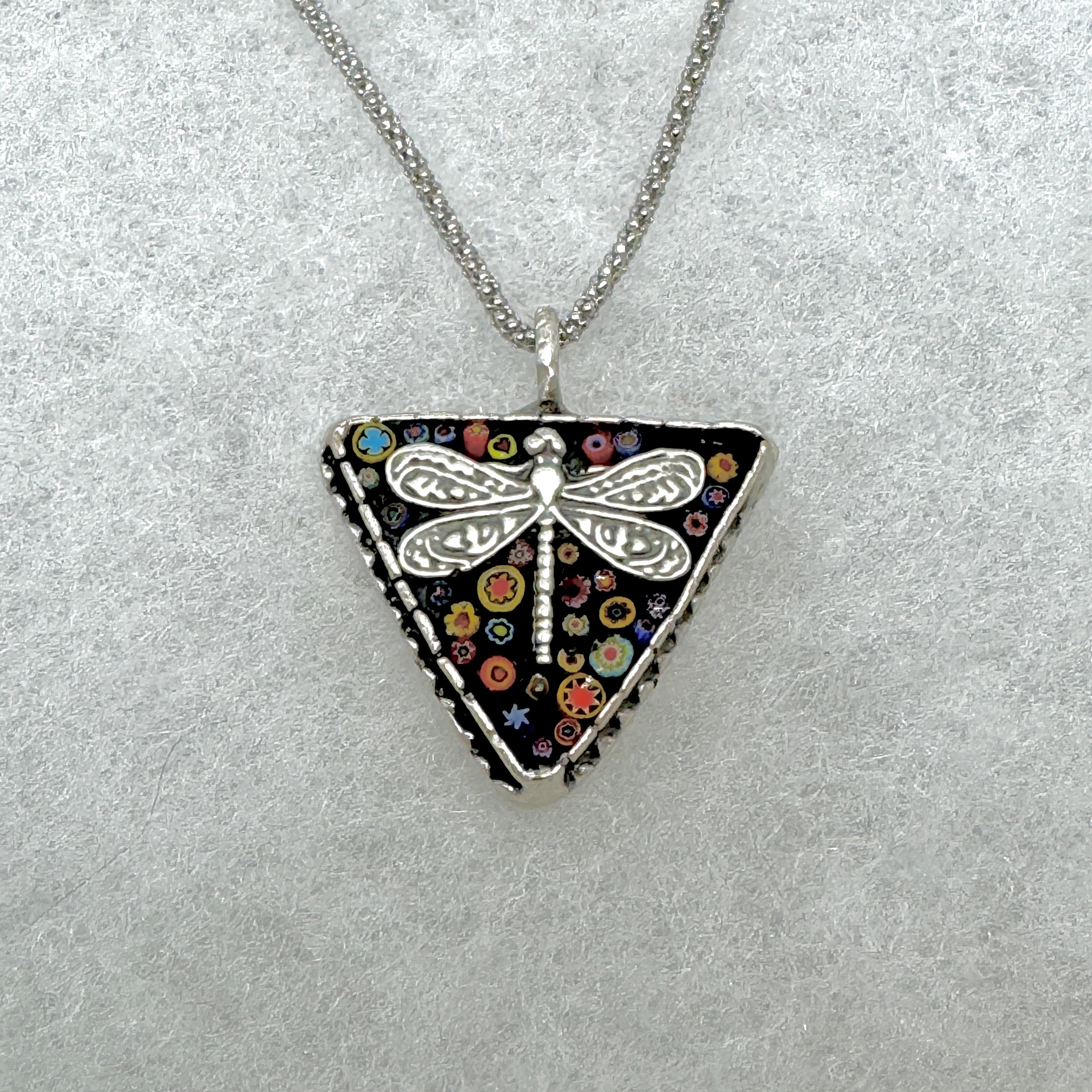 Triangle Dragonfly Millefiori Necklace.jpeg