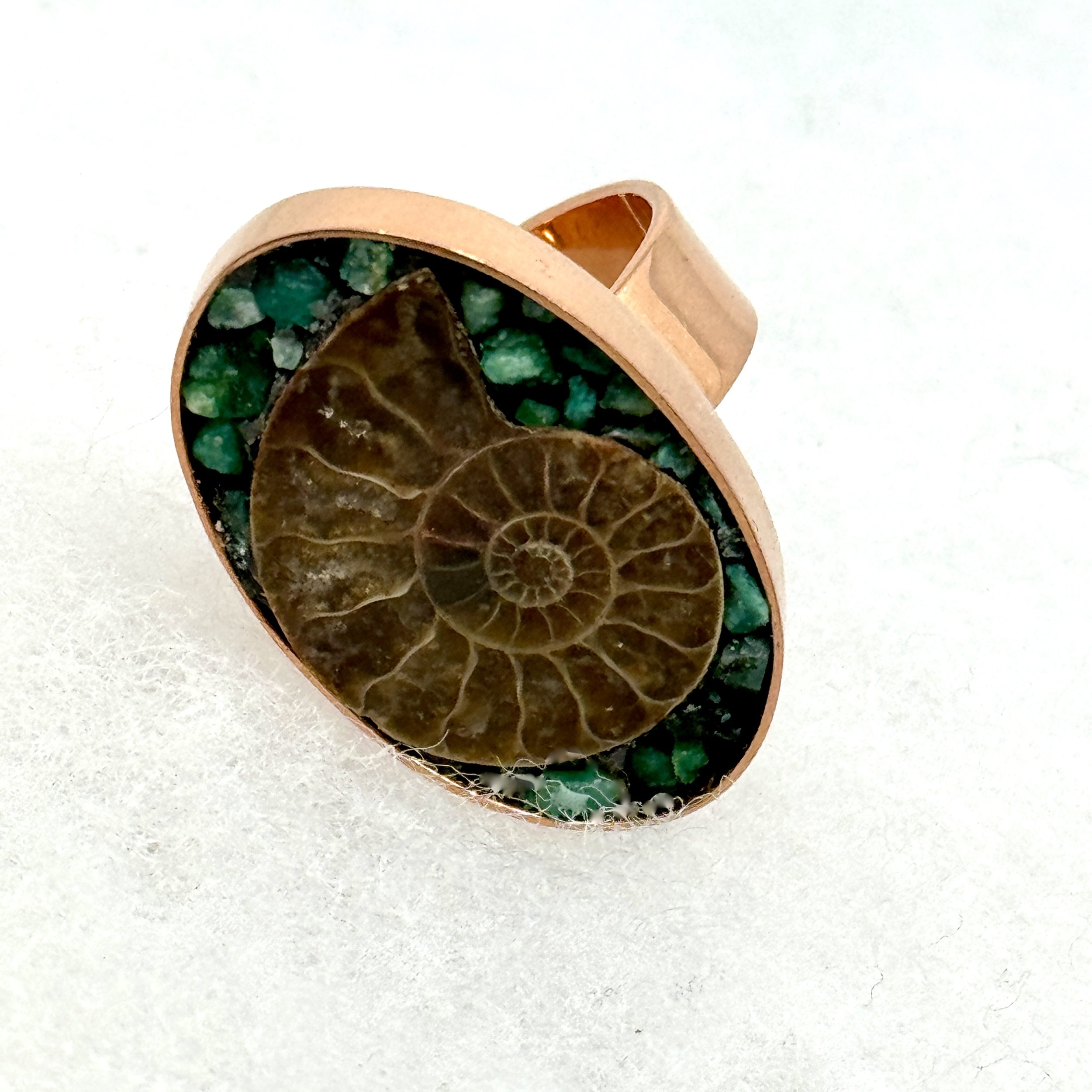 Ammonite Emerald Copper Oval Ring.jpeg