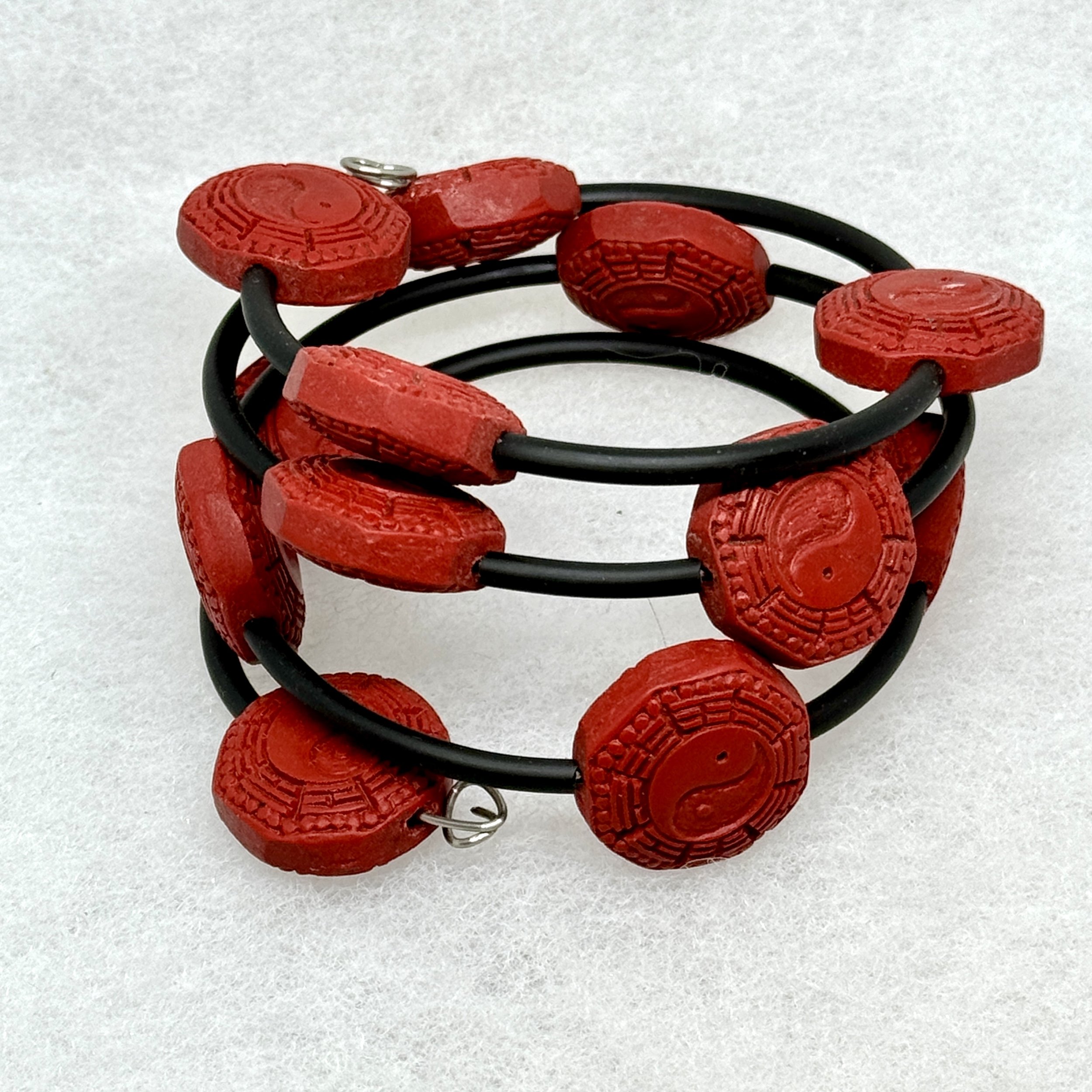 Cinnebar bead Memory Wire Bracelet.jpeg