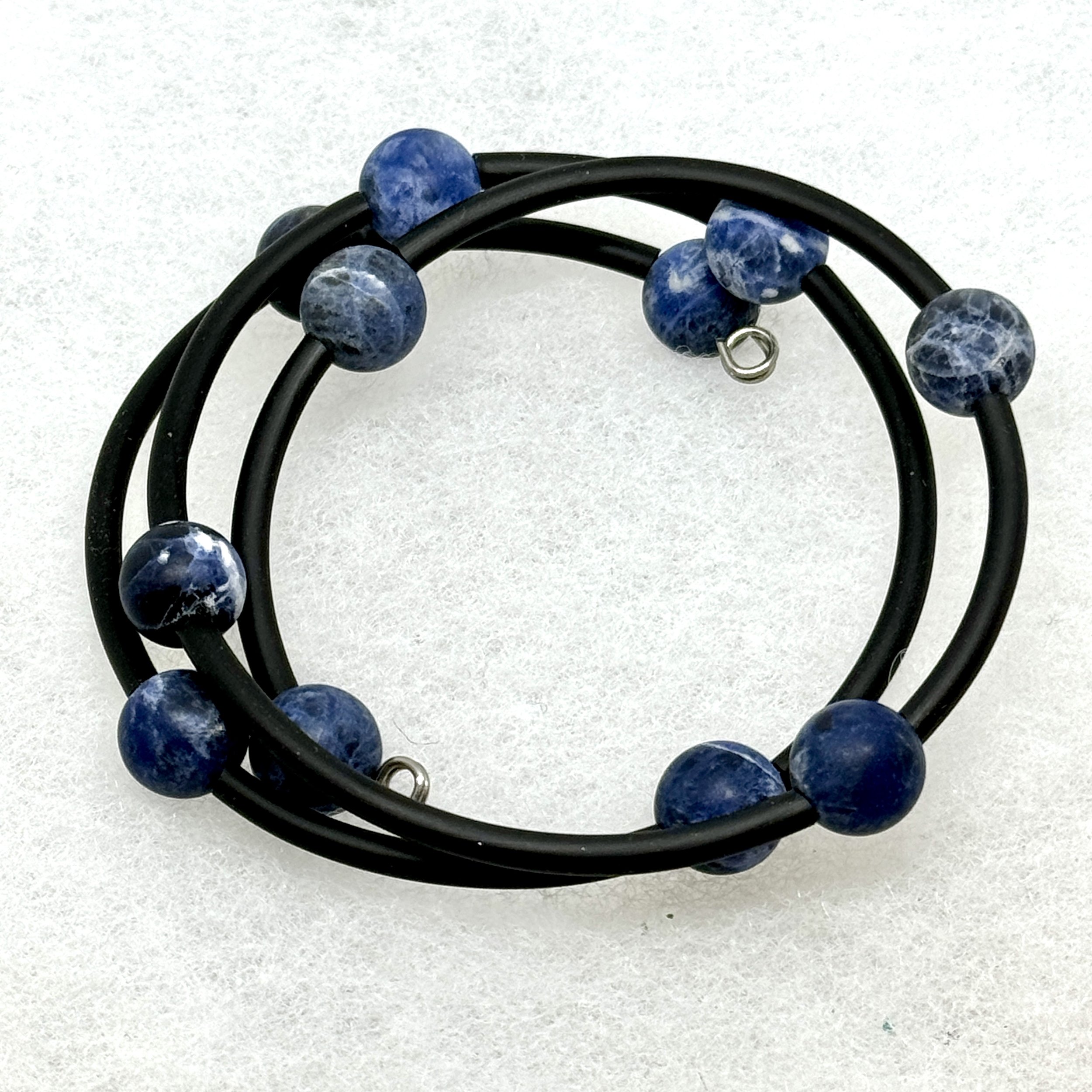 Blue Sodalite Bead Memory Wire Bracelet.jpeg