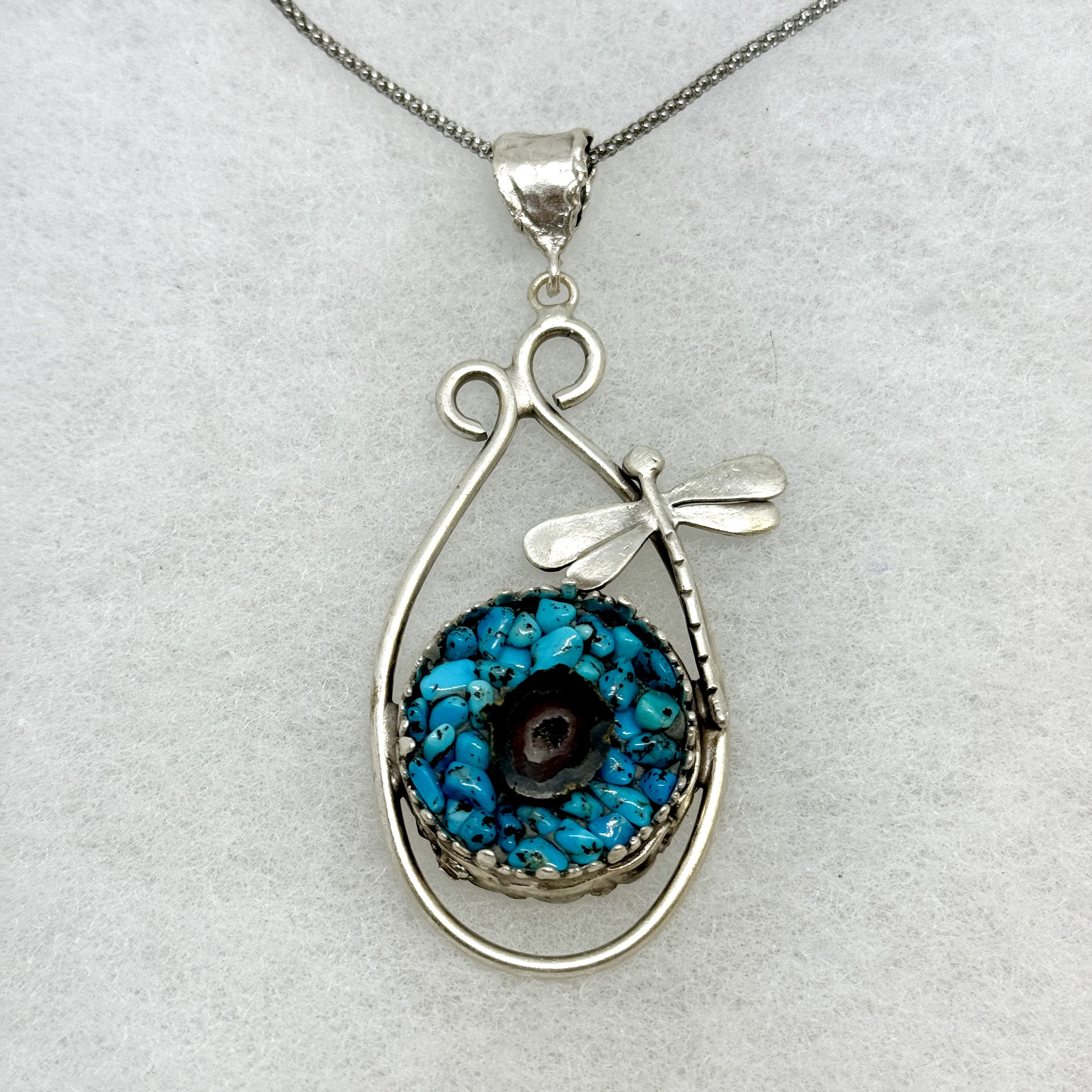 Dragonfly Necklace with Geaode & Turquoise.jpeg
