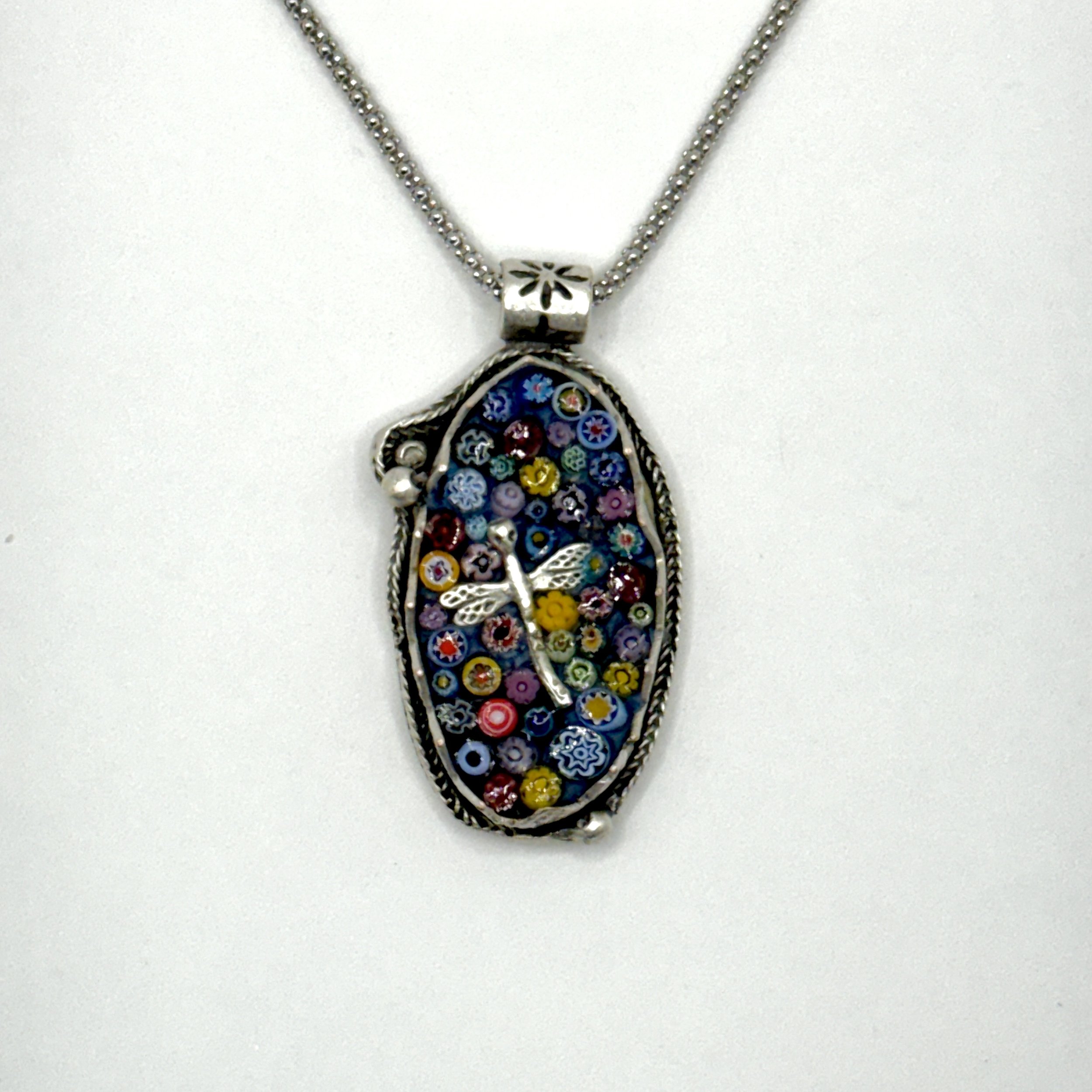 Dragonfly:Millefiori Oval Necklace.jpeg