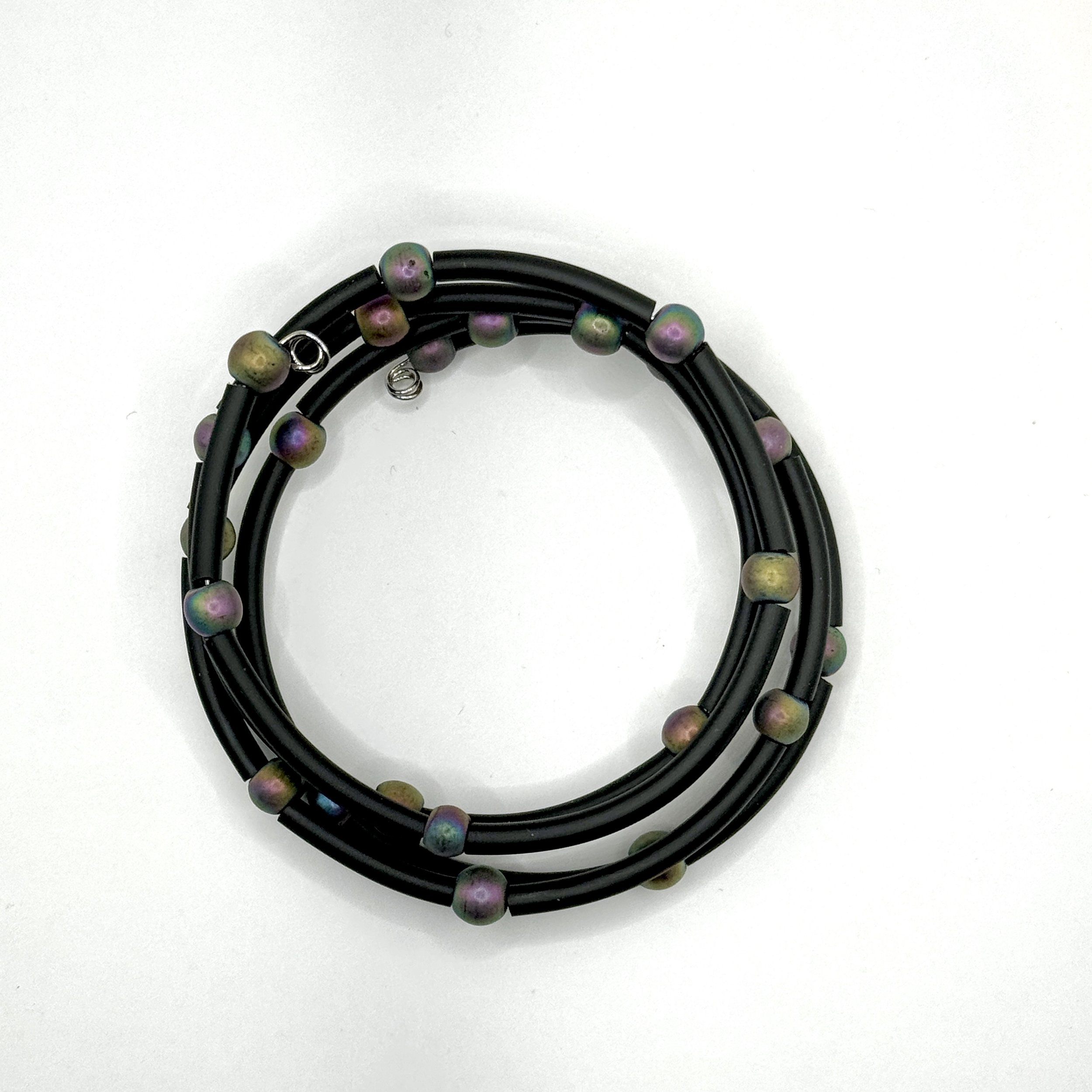 Memory Wire Bracelet, Small Irridized Beads.jpeg