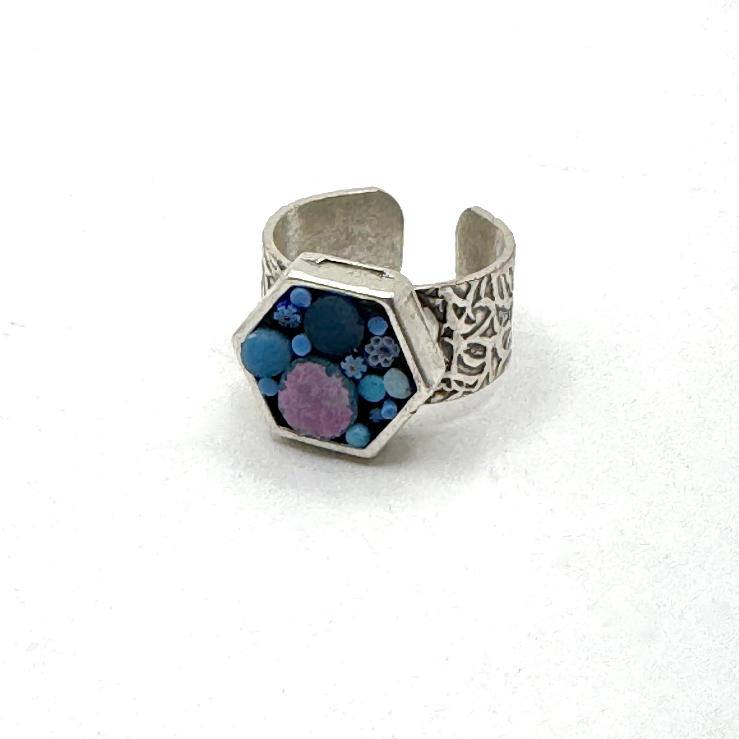 Hexagon Blue Dot Ring.jpeg