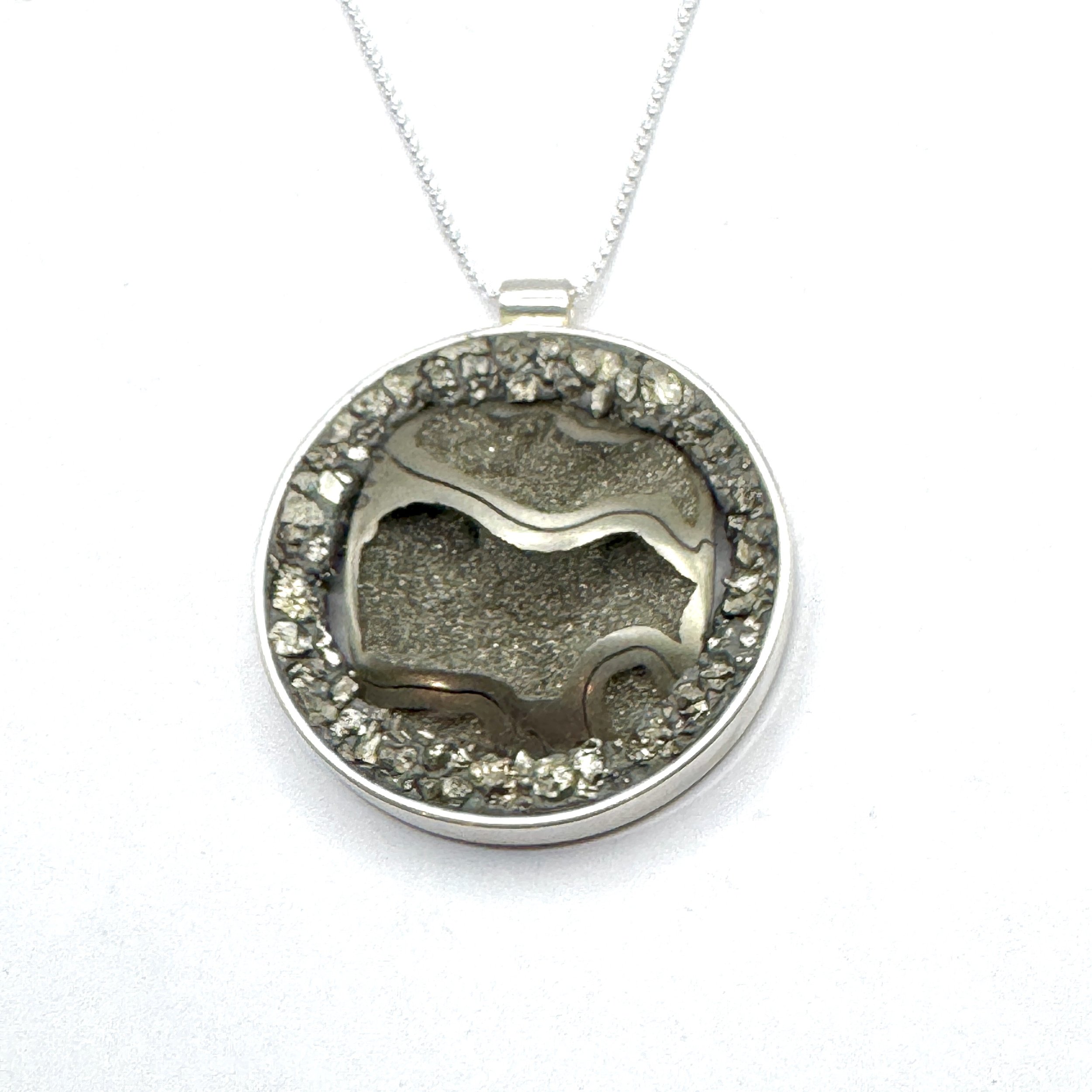 Large Open Circle Ammonite Pyrite Necklace.jpeg