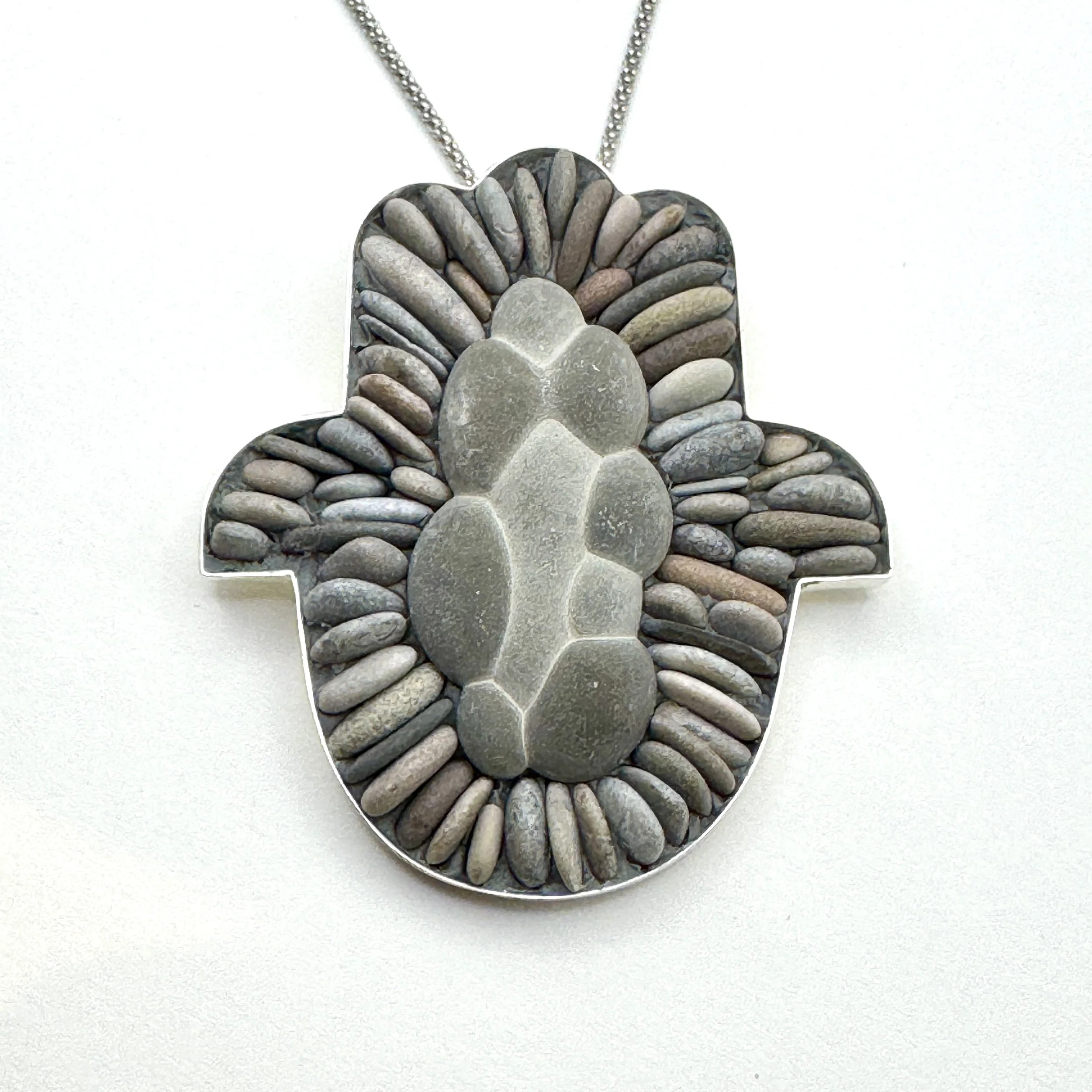Goddess Stone Pebble Lg Hamsa Necklace.jpeg