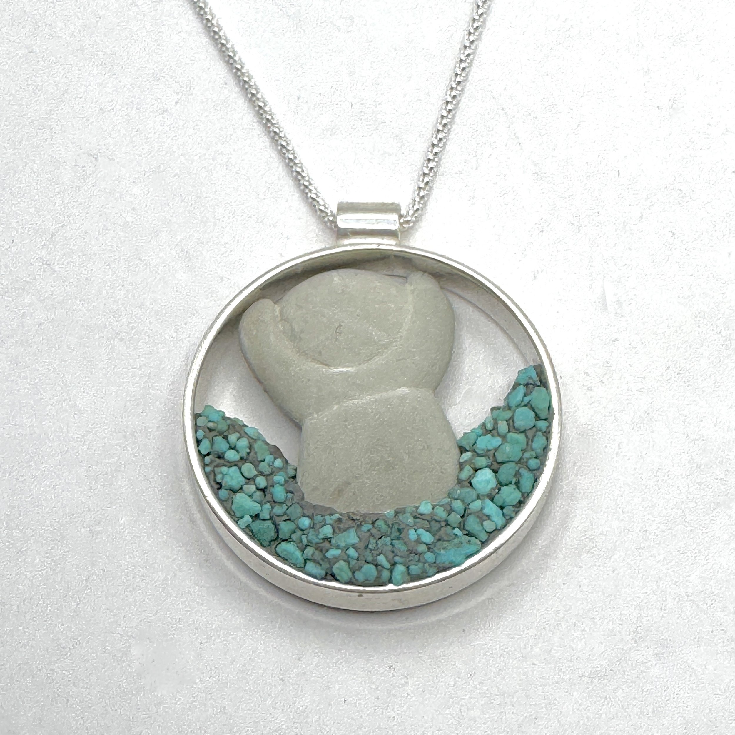Sm Opeen Circle Goddess Stone Necklace - Turquoise & Peridot1.jpeg