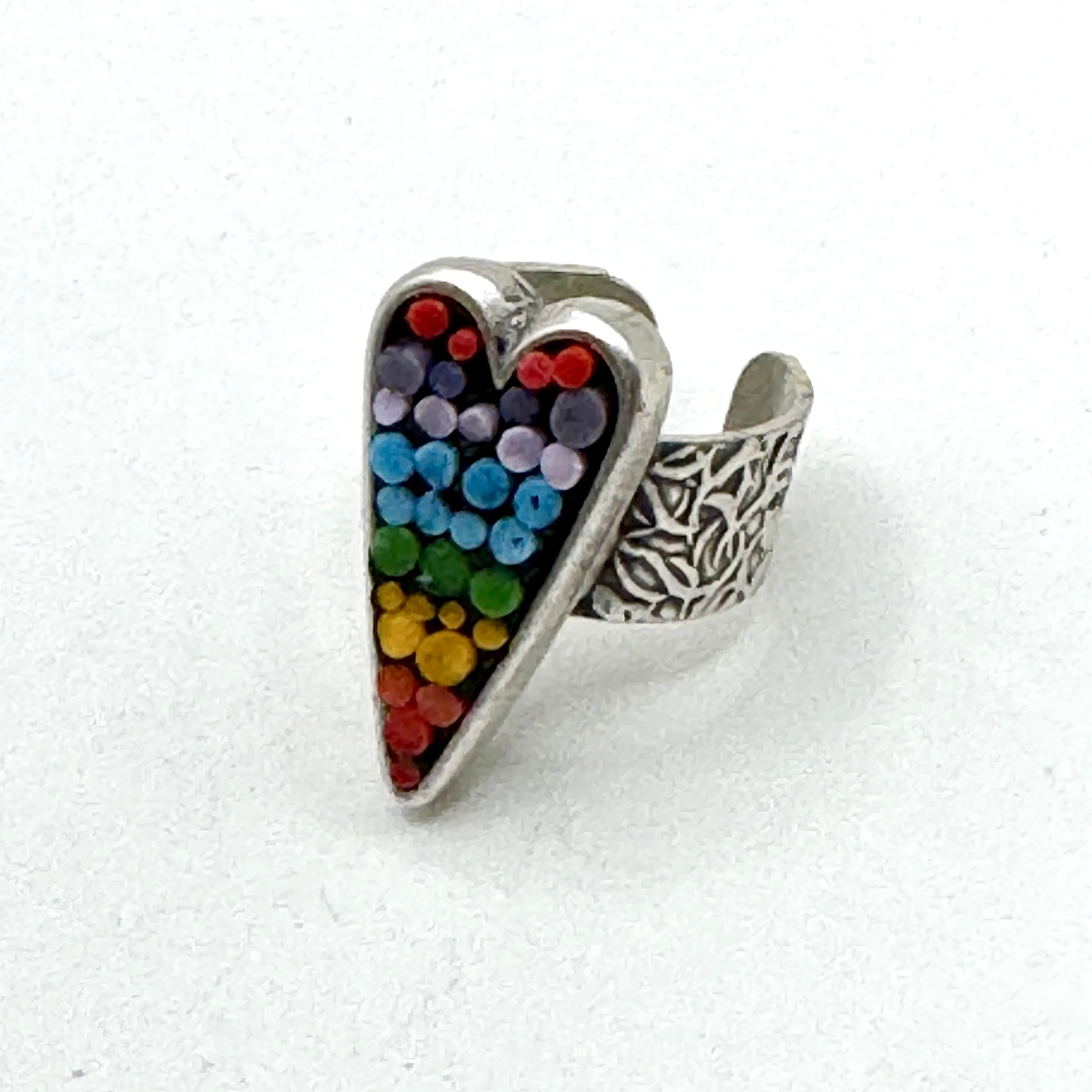 Rainbow Long Heart Ring