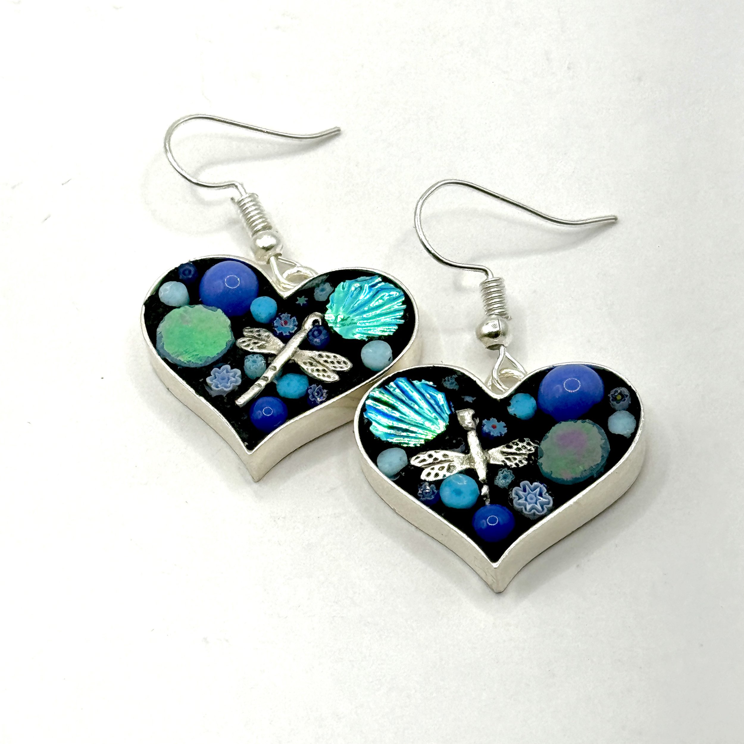 Blue dot dragonfly heart earrings..jpeg