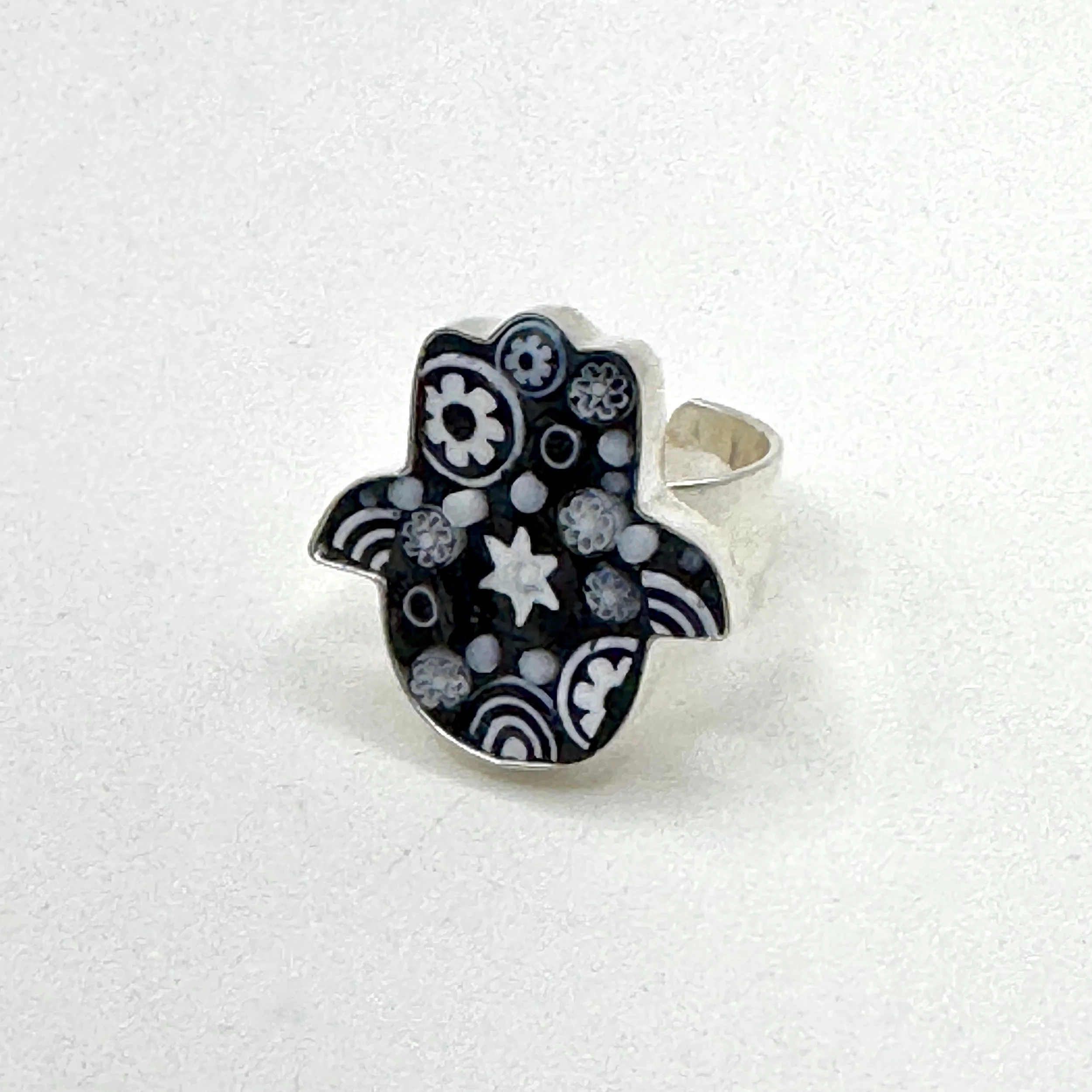 Black:White Happy Dot Hamsa Ring.jpeg