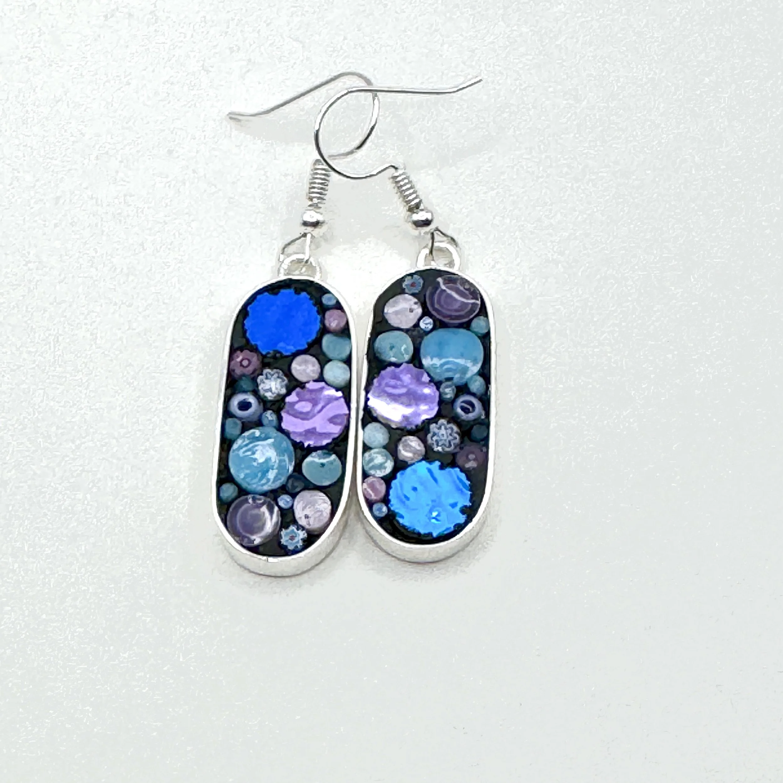 Blue:Purple Happy Dot Short Oblong Earrings.jpeg