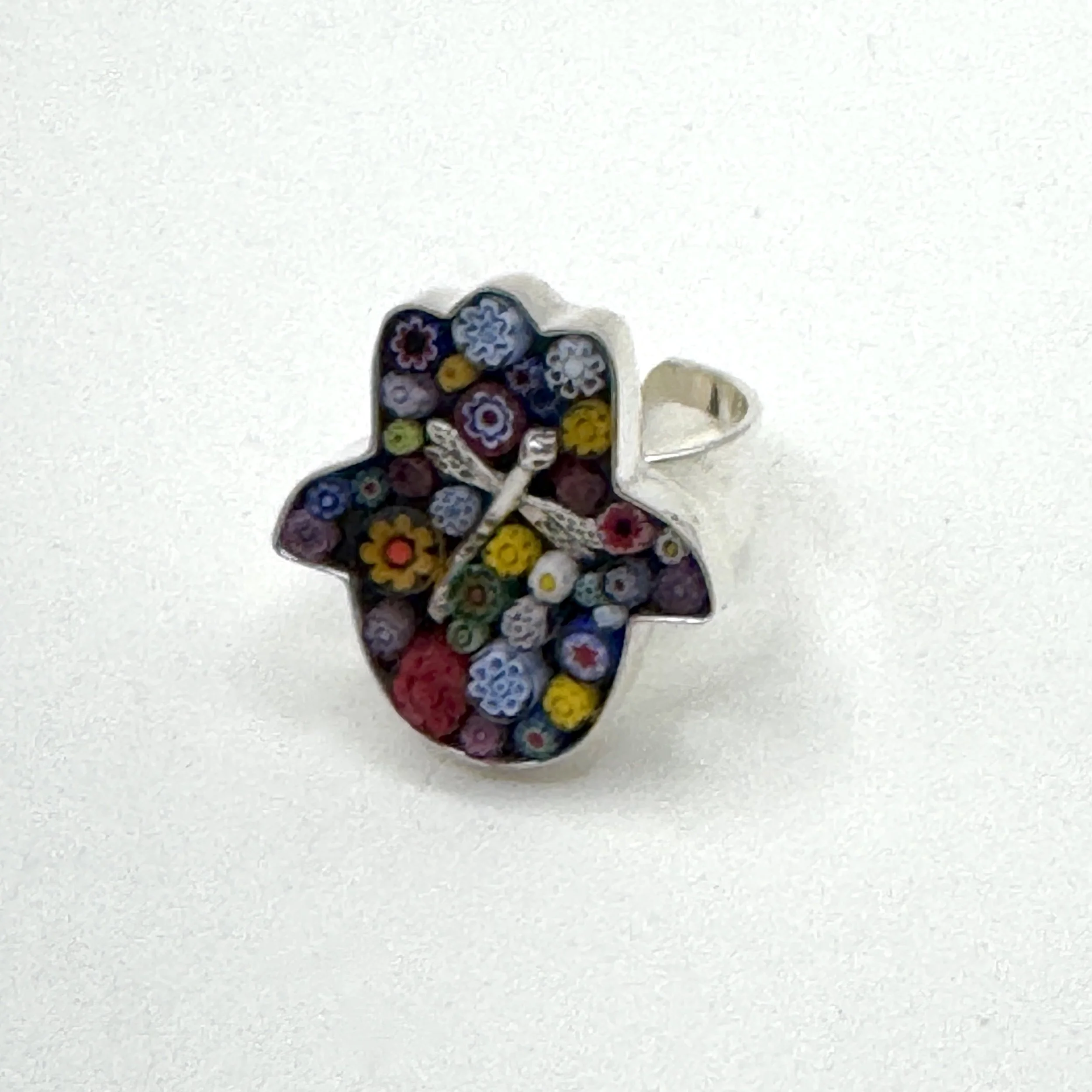 Dragonfly Millefiori Hamsa Ring.jpeg