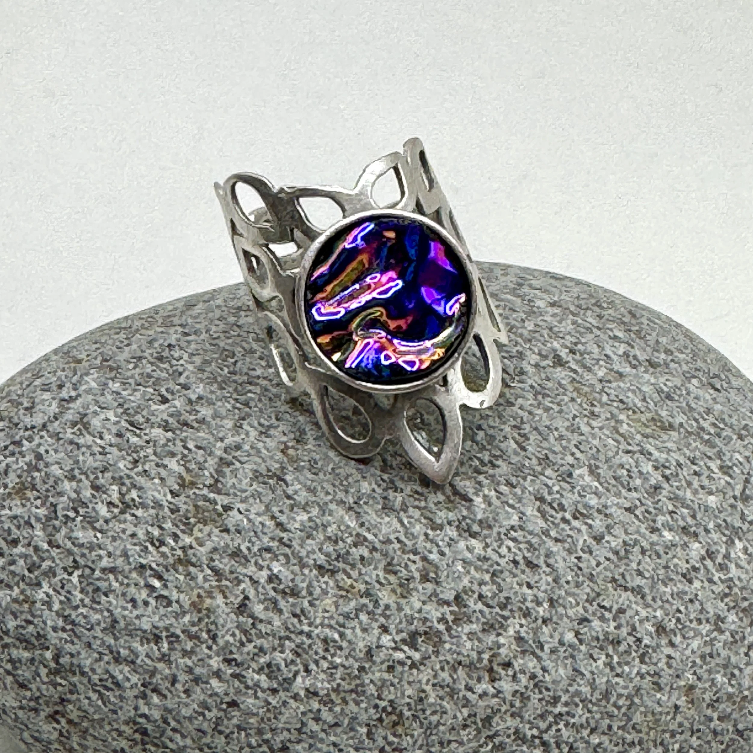 Lacework Purple Dichro Circle Ring.JPG
