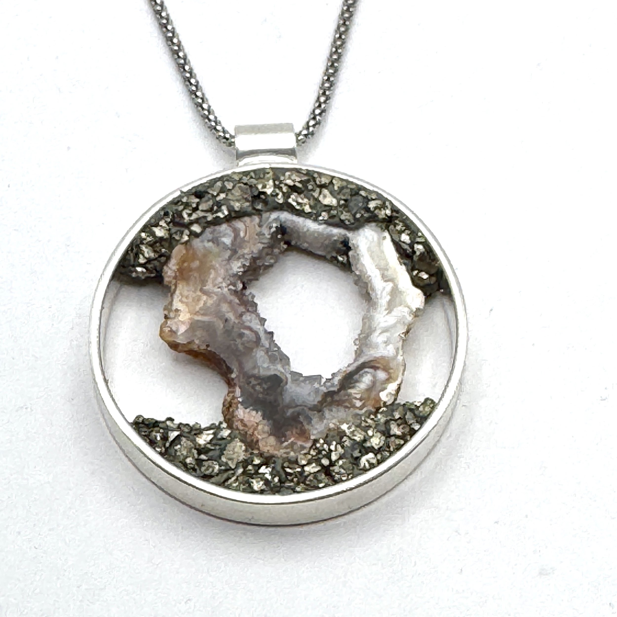 Geode Slice (Africa):Pyrite Open Circle Necklace.jpeg