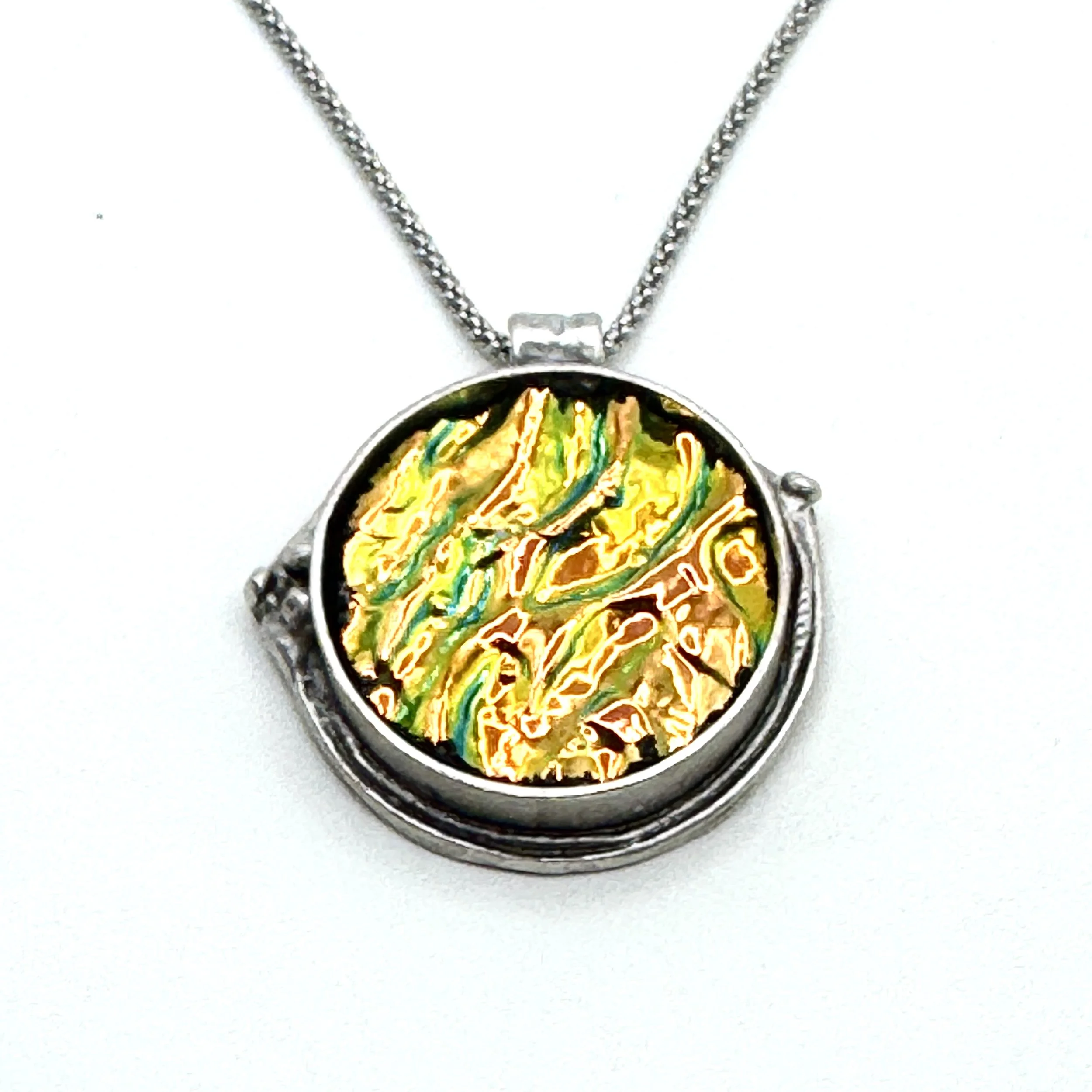 Yellow:Orange Dichro Circle Necklace.jpeg