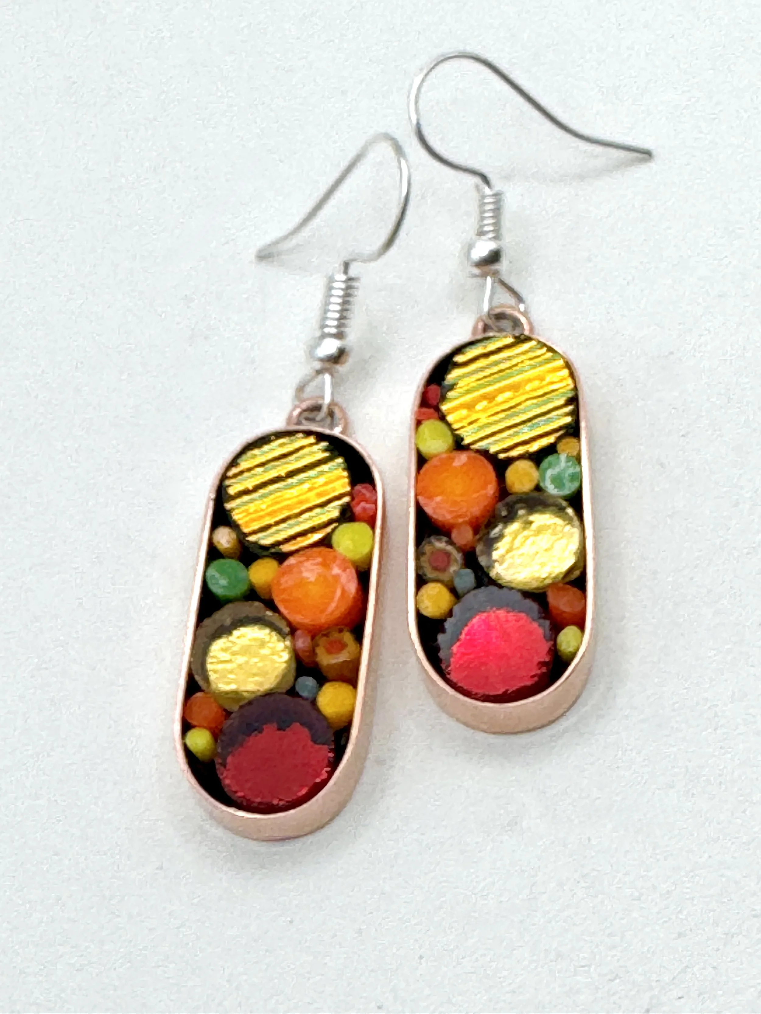 Oblong Fire Color Dot Earrings.JPG
