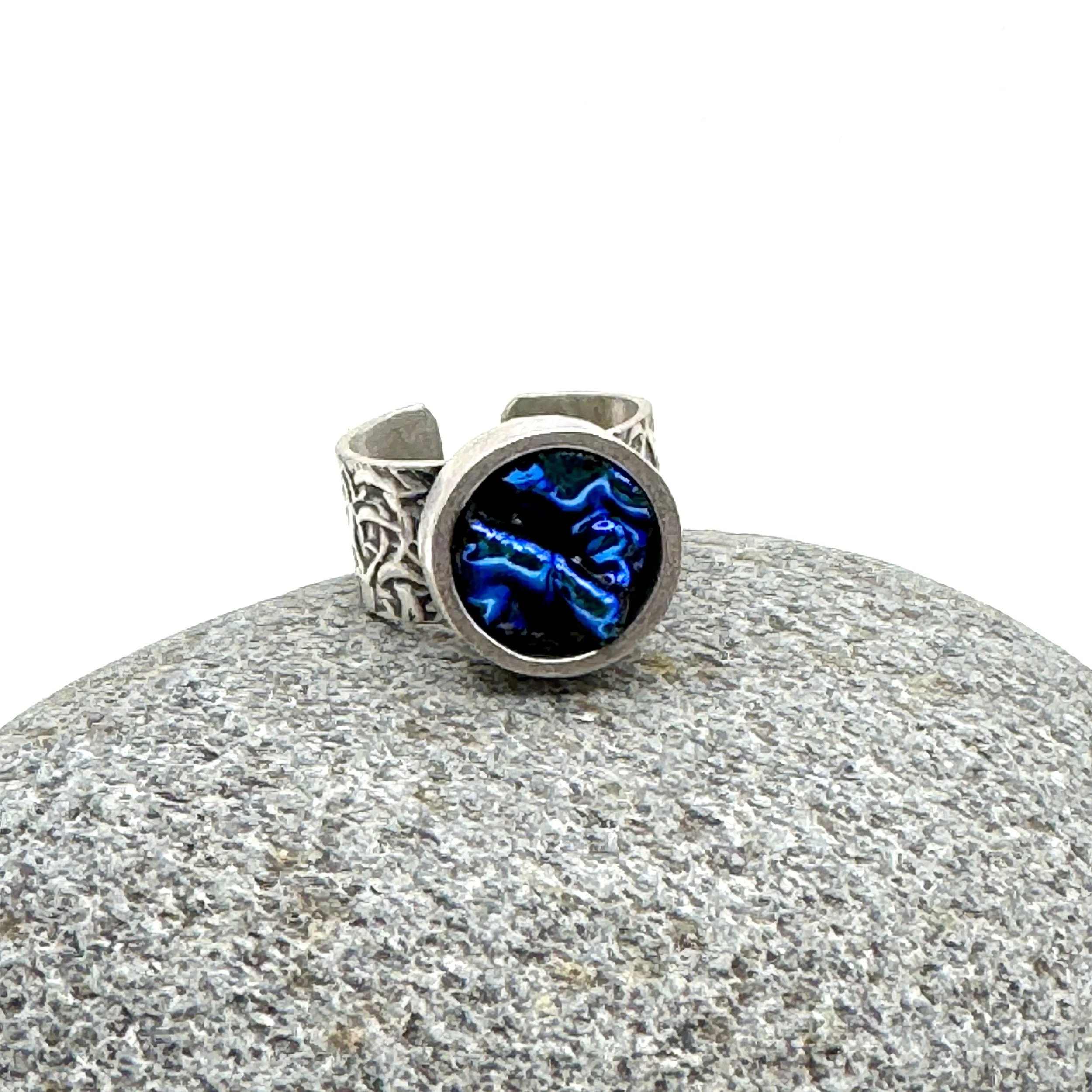 Blue Dichro Wide Band Circle Ring.JPG