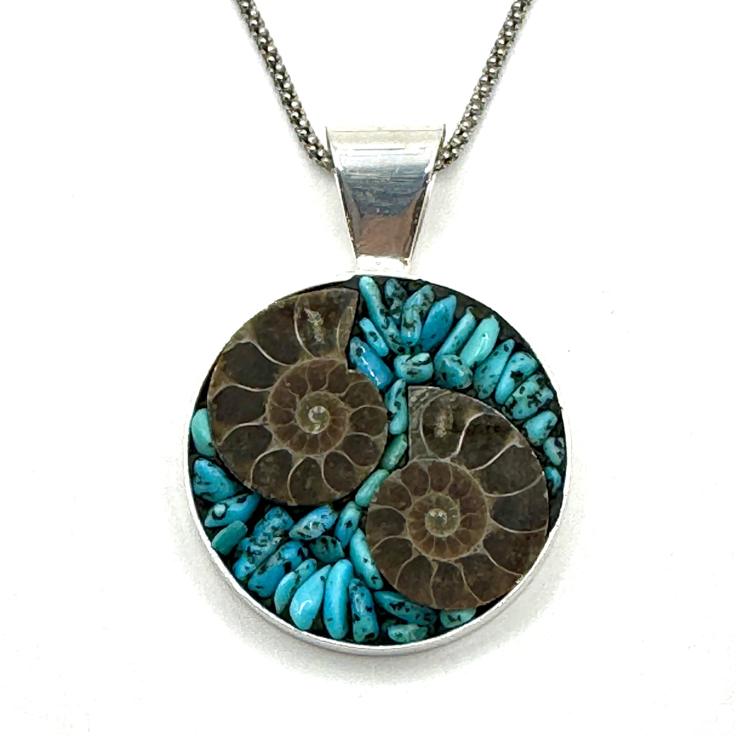 Double Ammonite with Turquoise Circle Necklace.jpeg