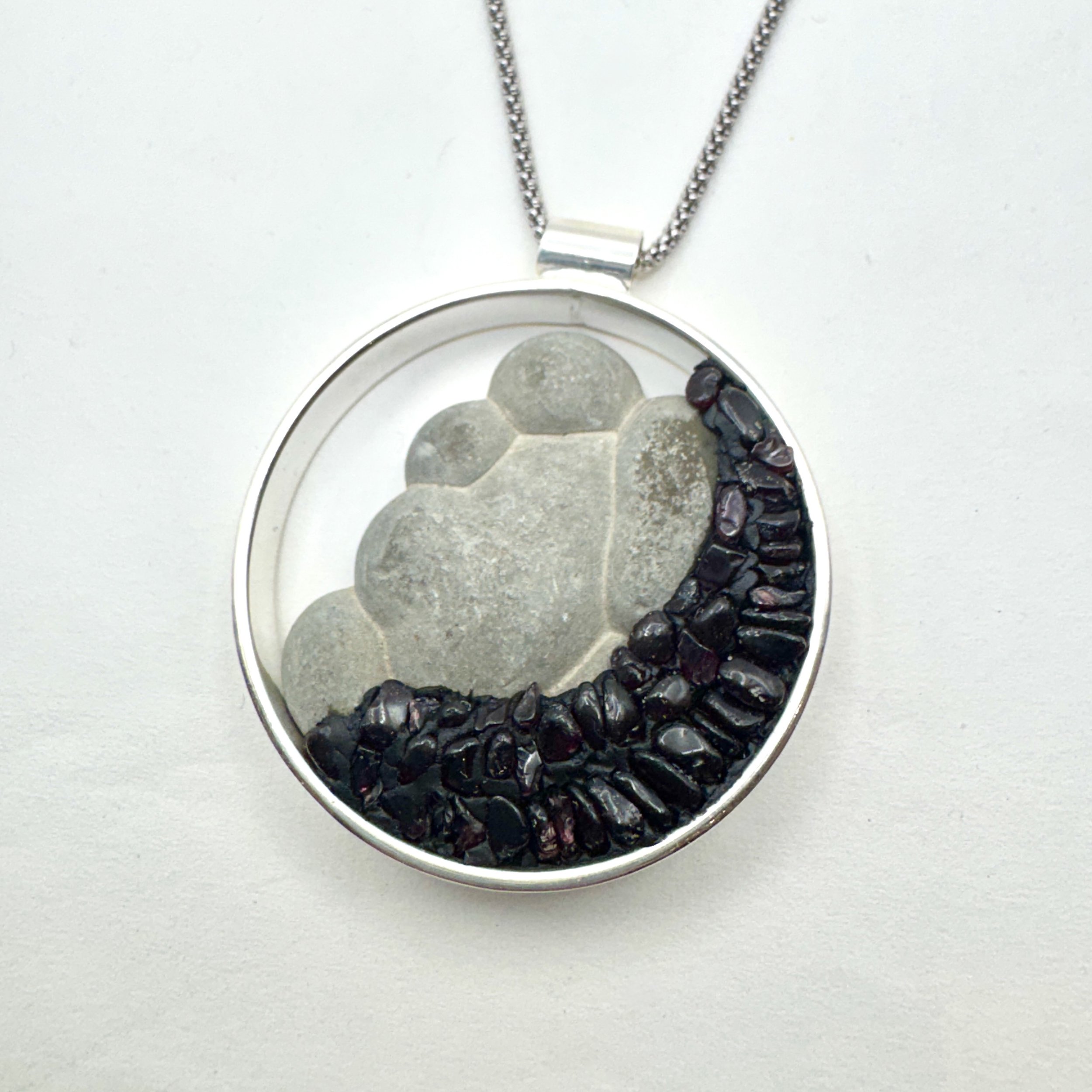 Turquoise,Garnet Small Goddess Stone NecklaceB.JPG