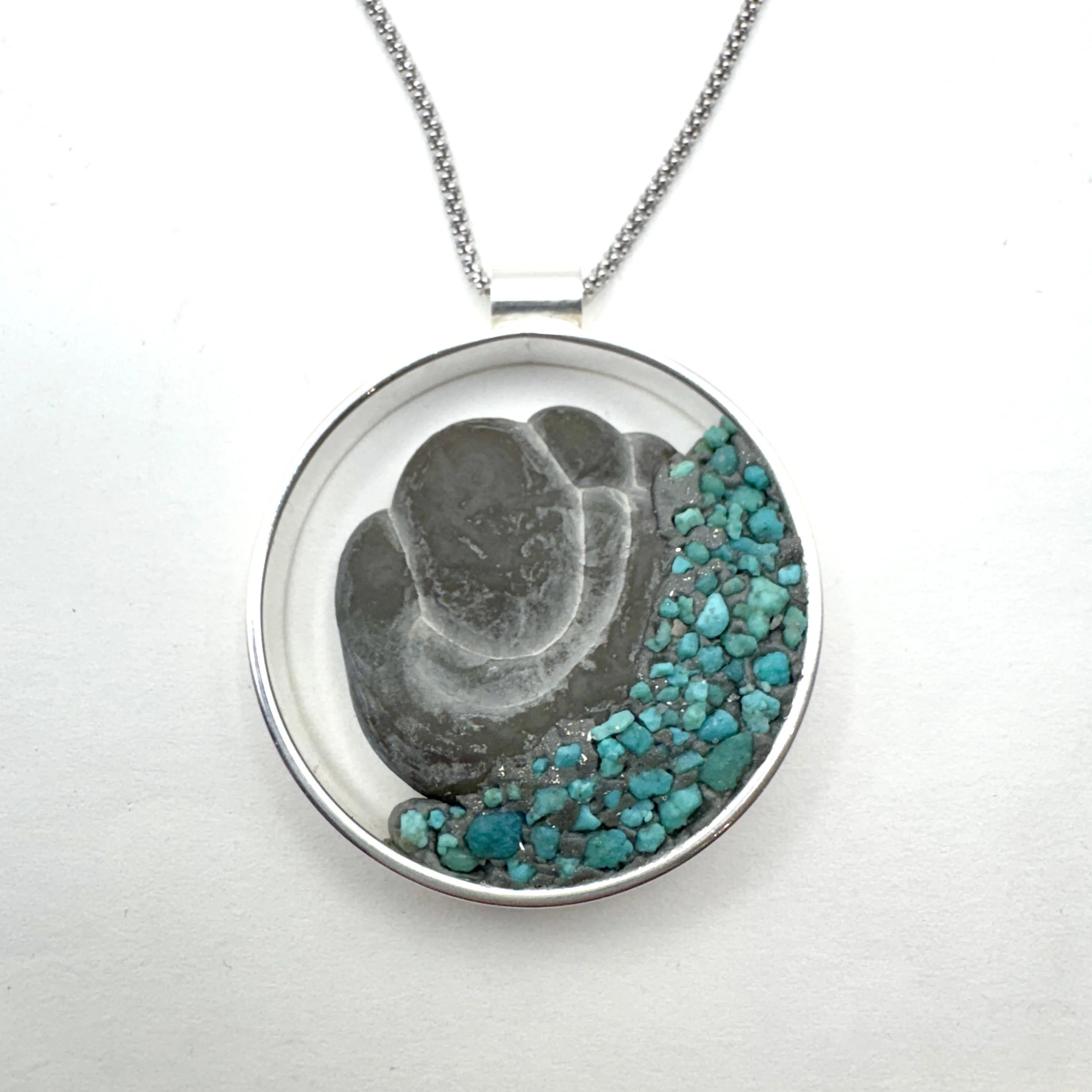 Turquoise Pyrite Double Sided Small Goddess Stone NecklaceA.JPG