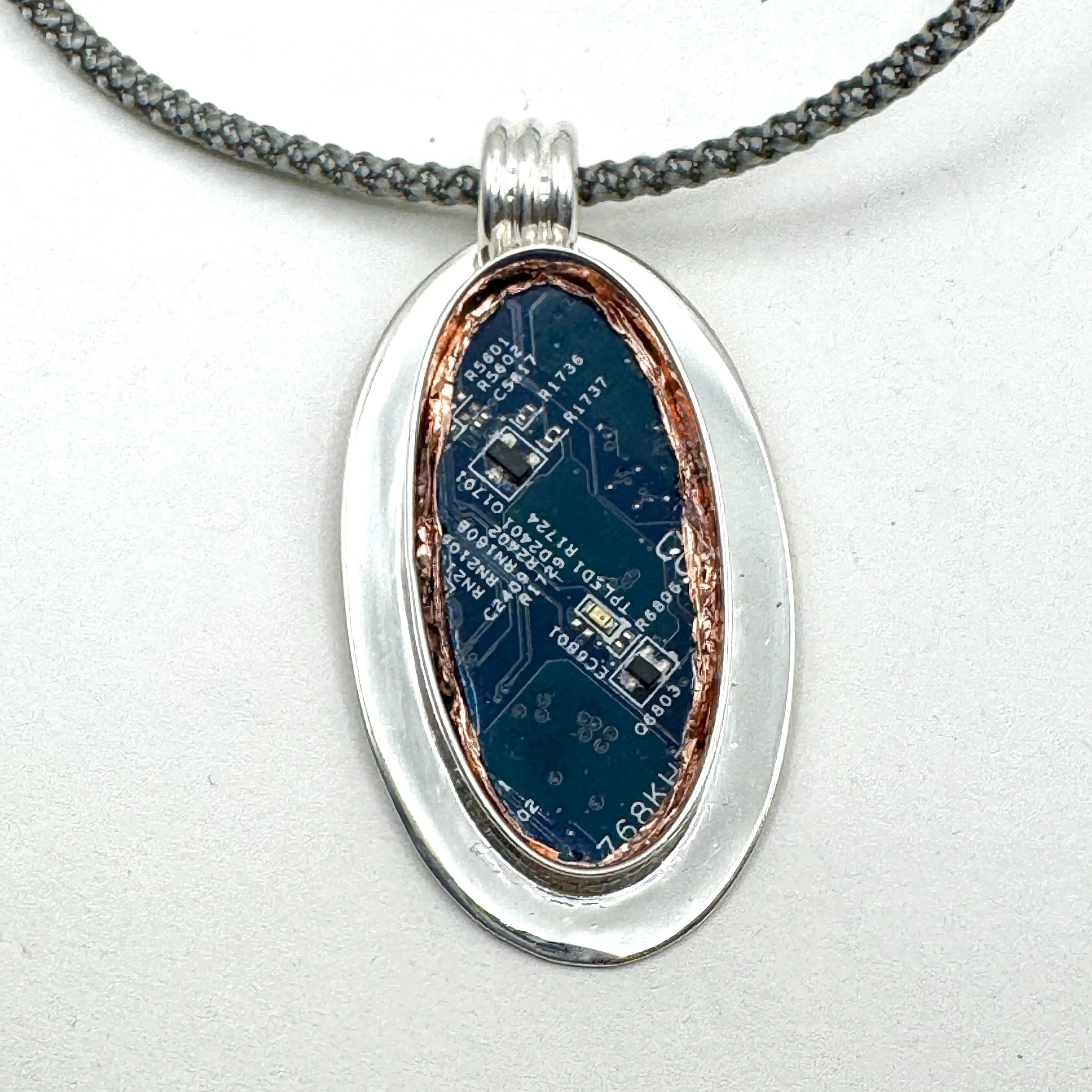 Blue Oval Motherboard Necklace