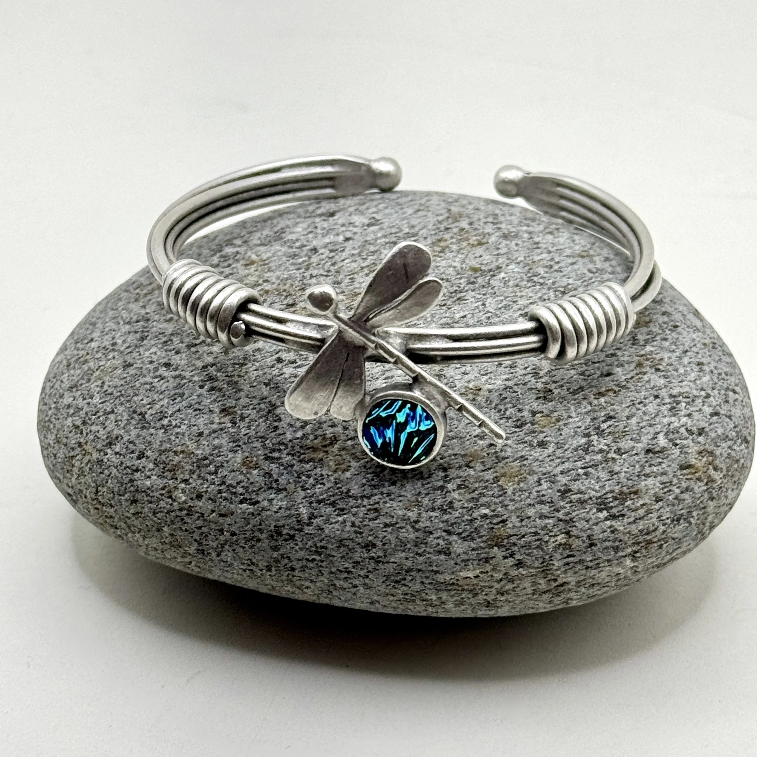 Decorative Dragonfly Blue Dichro NBracelet.jpeg