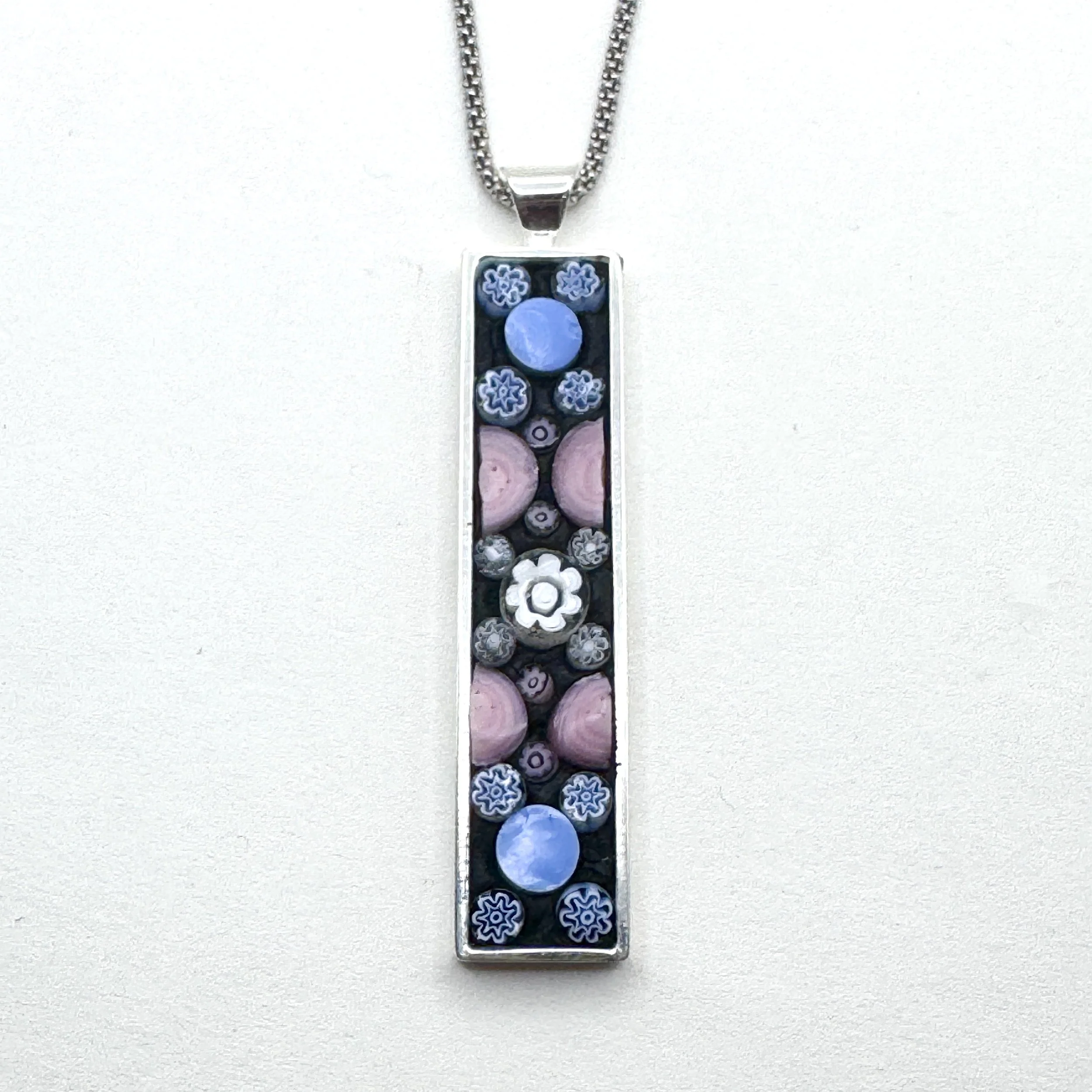 Long Rectangle Trans Colors Necklace