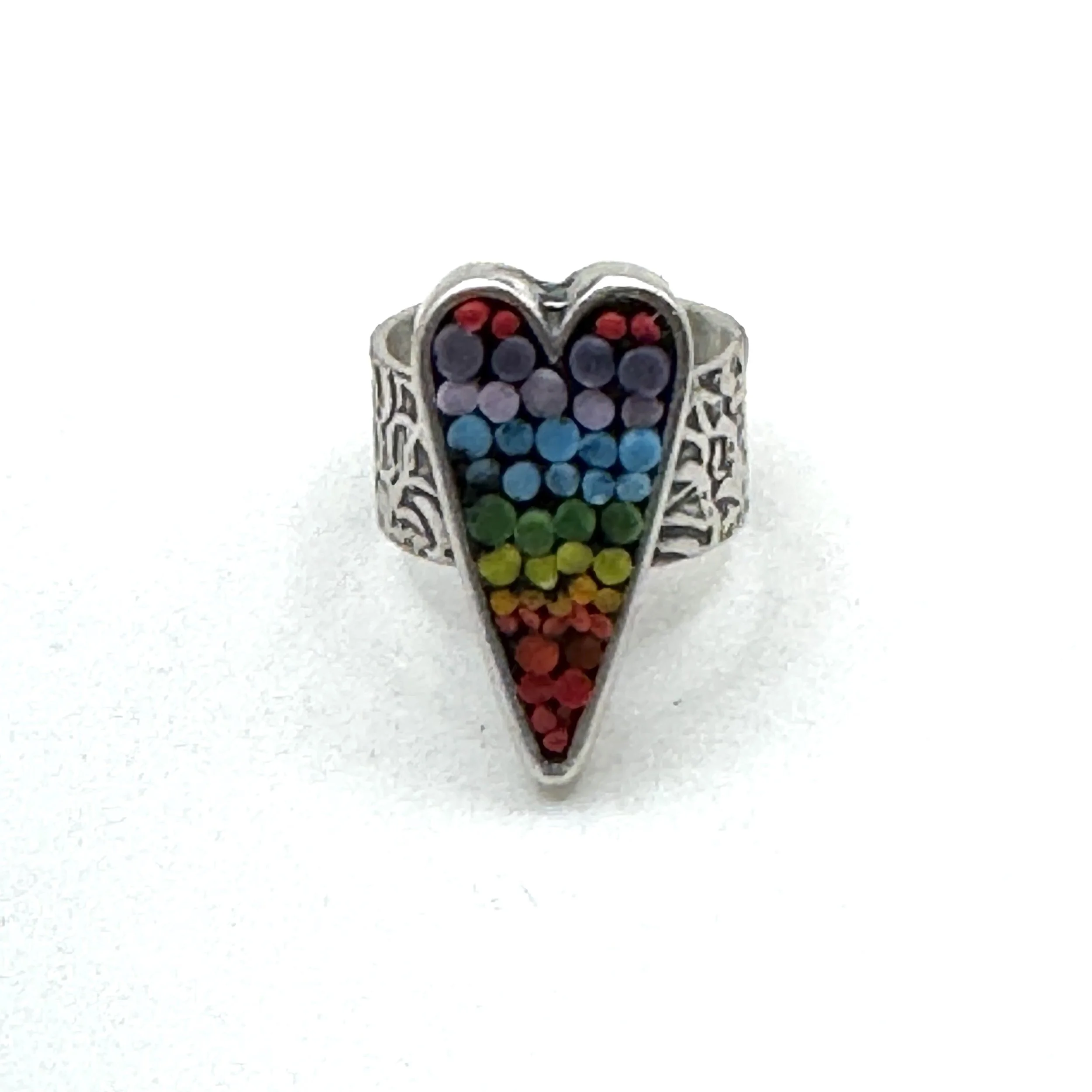 MulticolorLong  Heart Ring