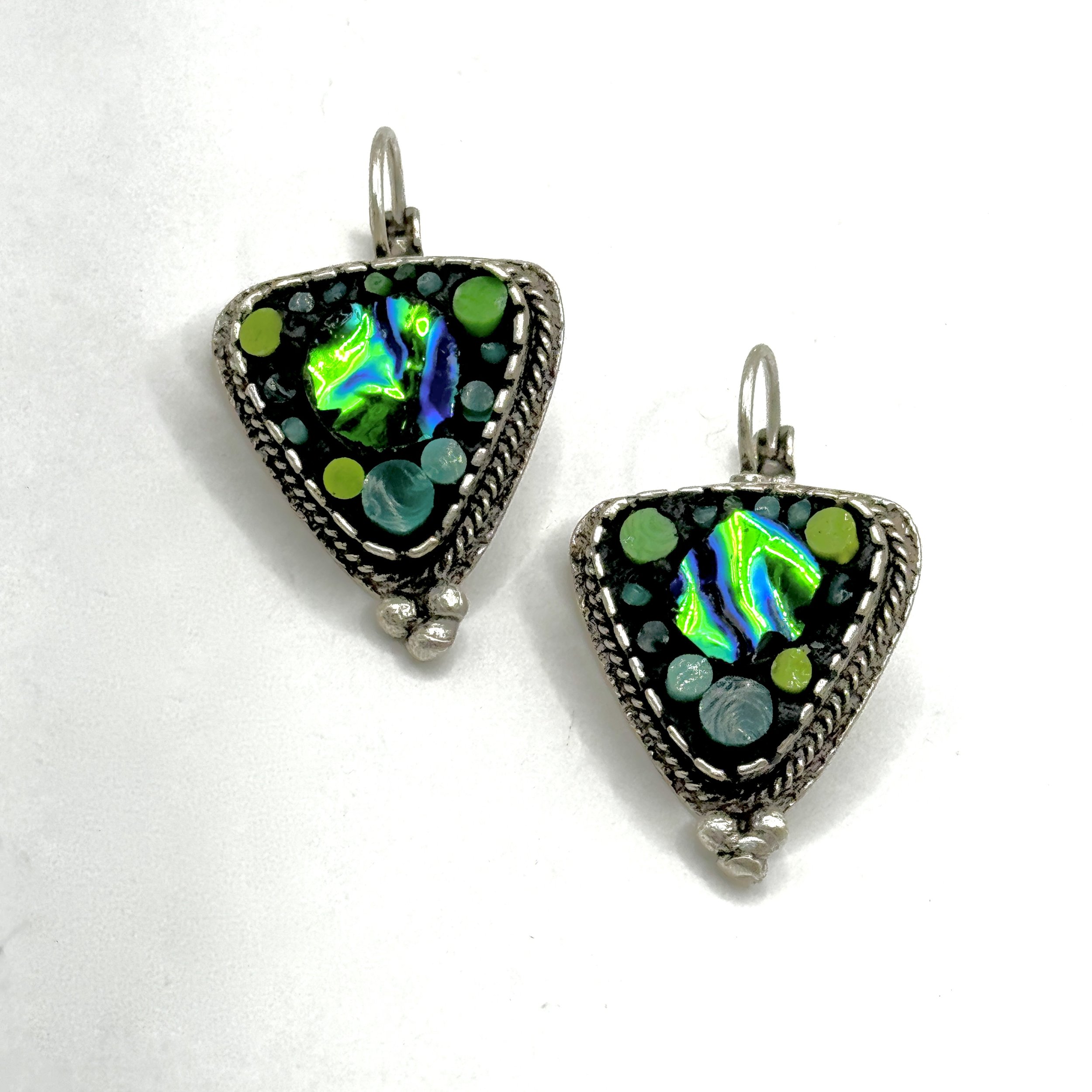 Green Happy Dot Leverback Triangle Earrings.jpeg