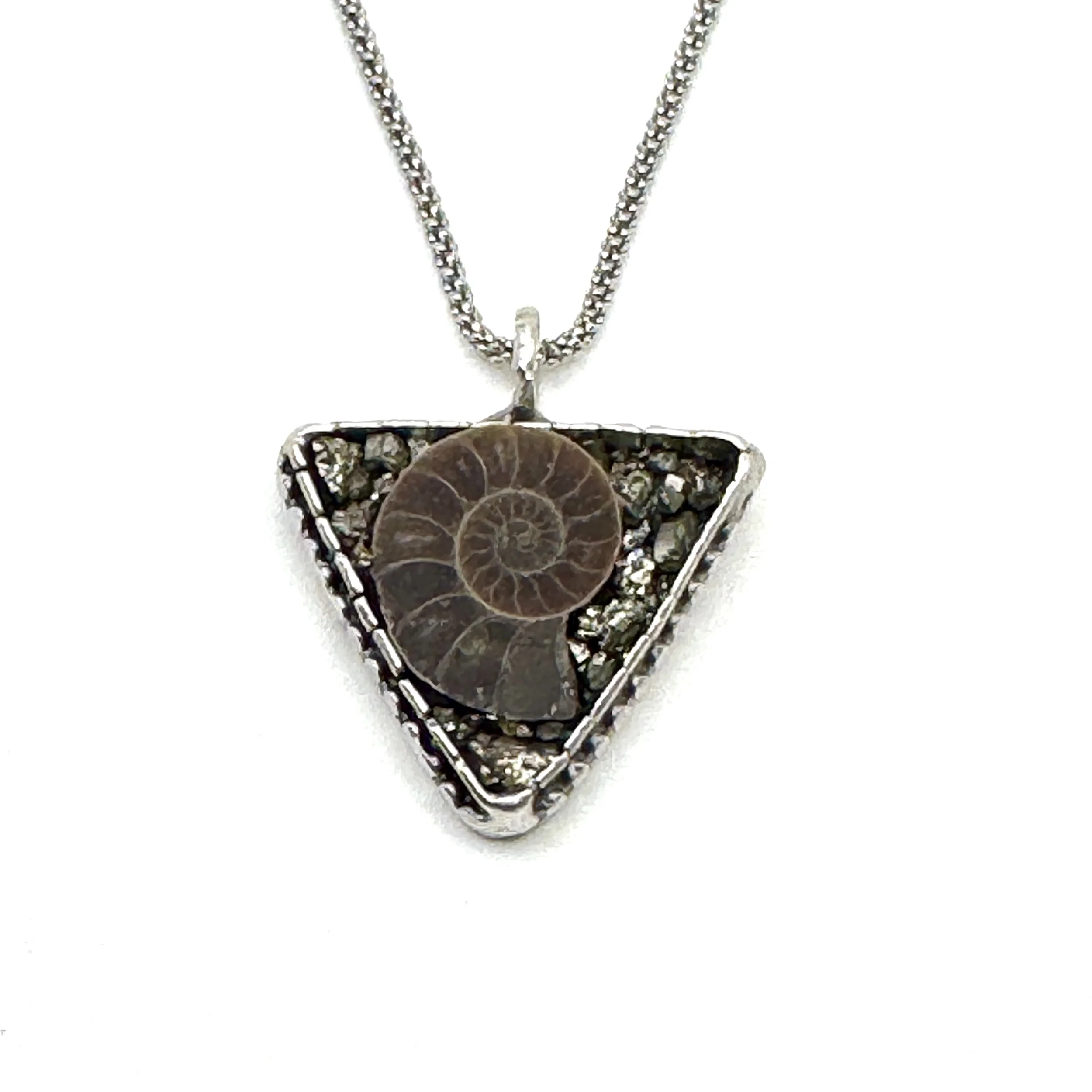 Ammonite Pyrite Triangle Necklace.jpeg