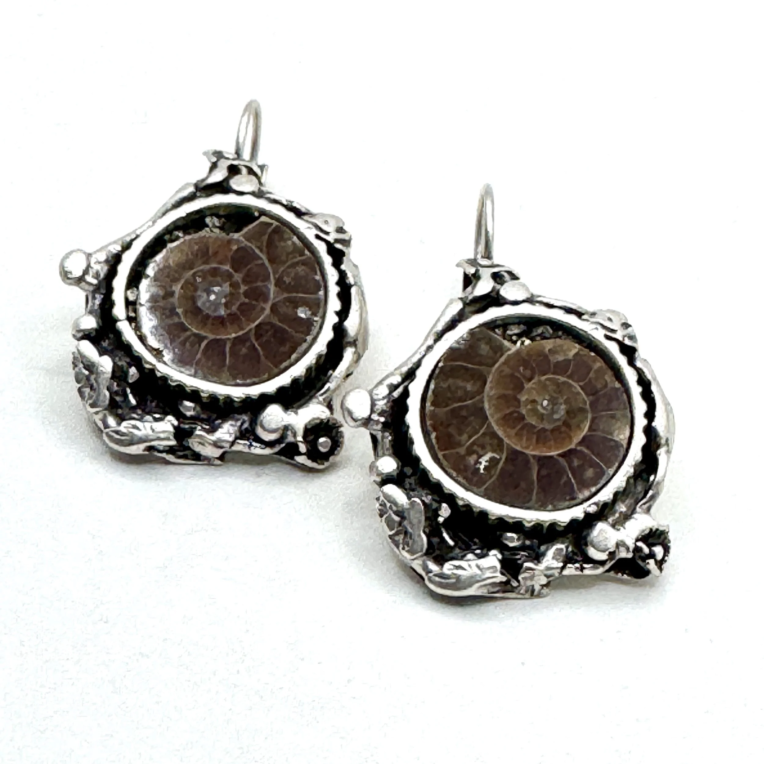 Ammonite Pyrite Decorative Round Earrings.JPG