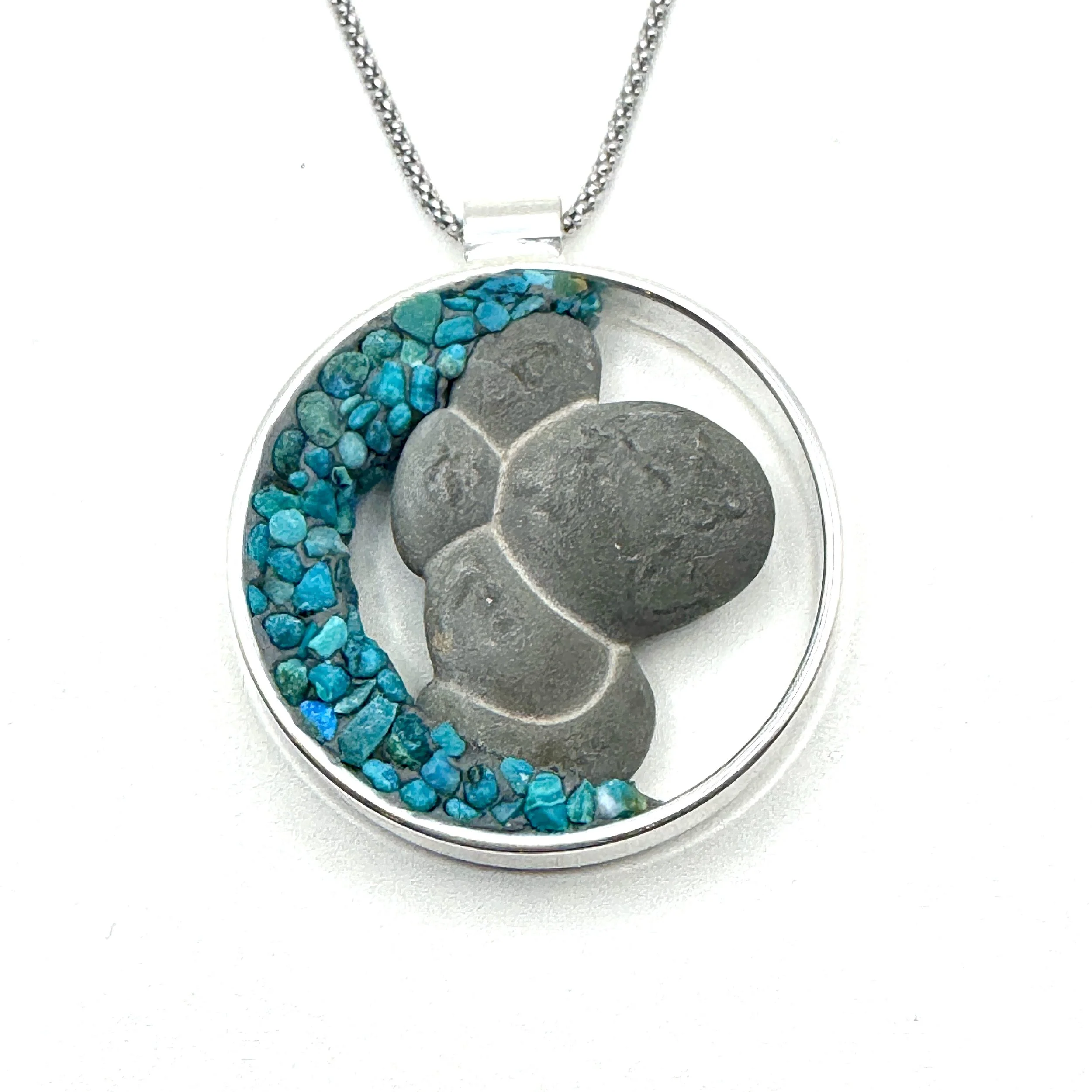 Sm. Goddess stone open circle Larimar