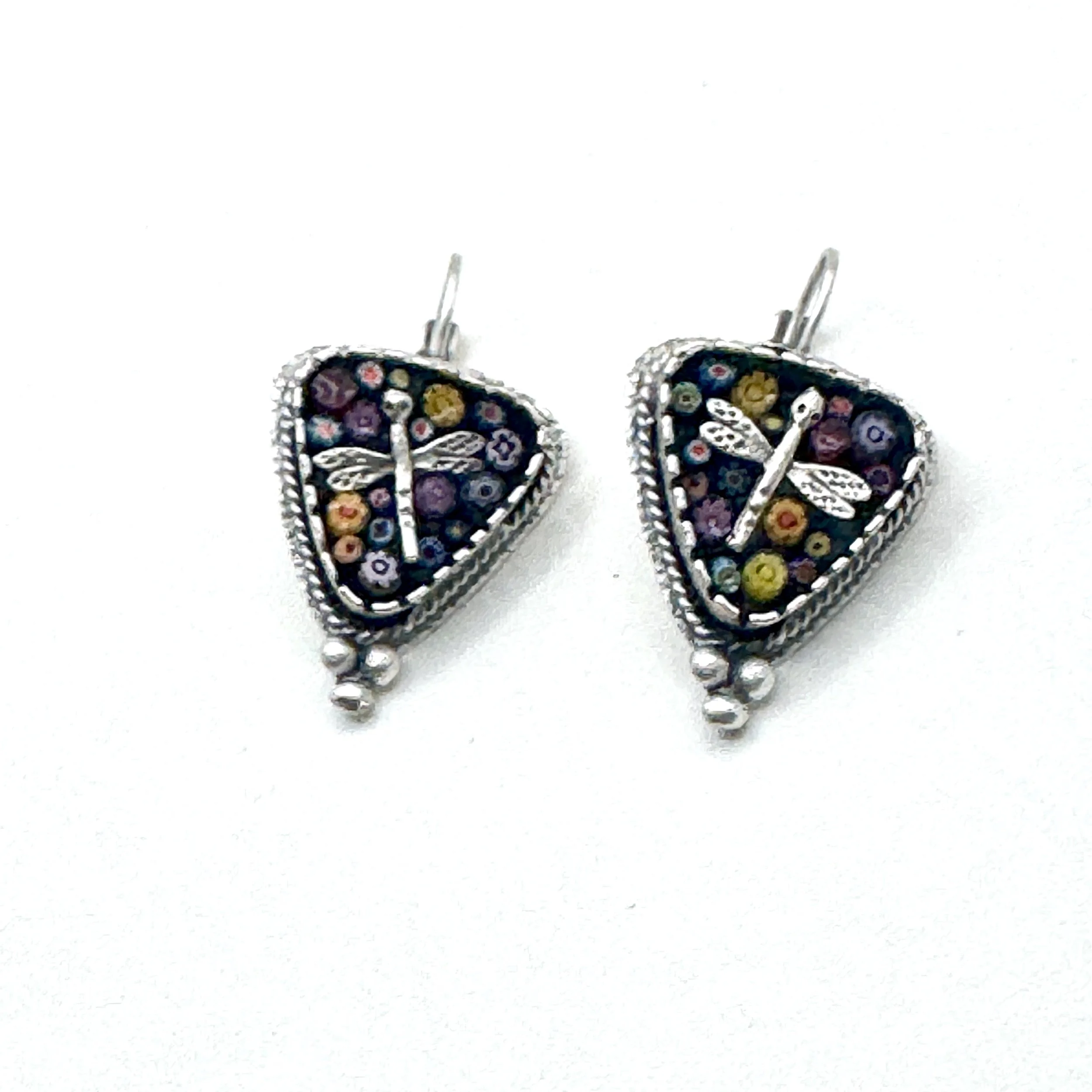 Dragonfly Millefiore Triangle Earrings.jpeg