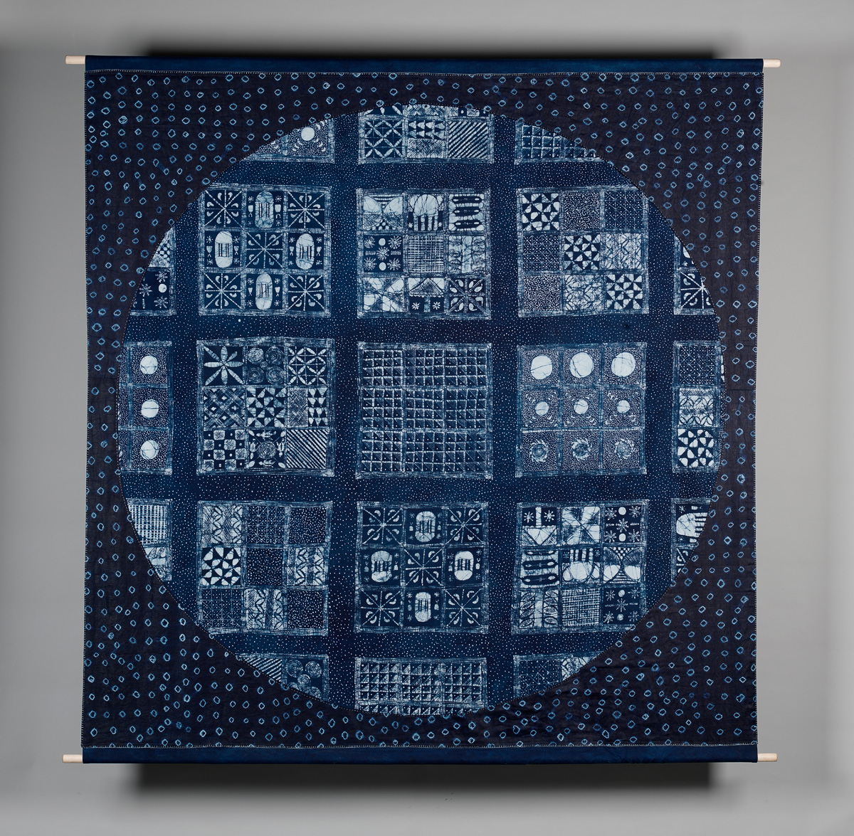 'Adire (Indigo Songs)', by Oluwole Oginni & Simone Tippett, indigo & appliqué, 2013 (Copy)