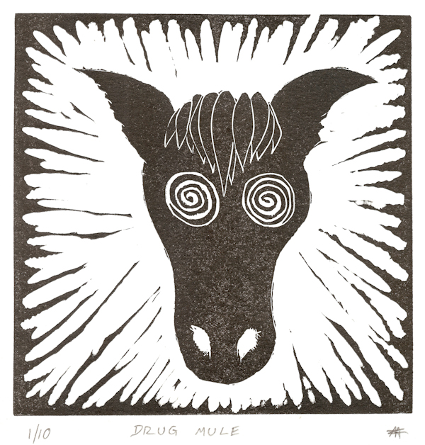 Mary Filsell 17 Drug Mule, lino print LR.jpg