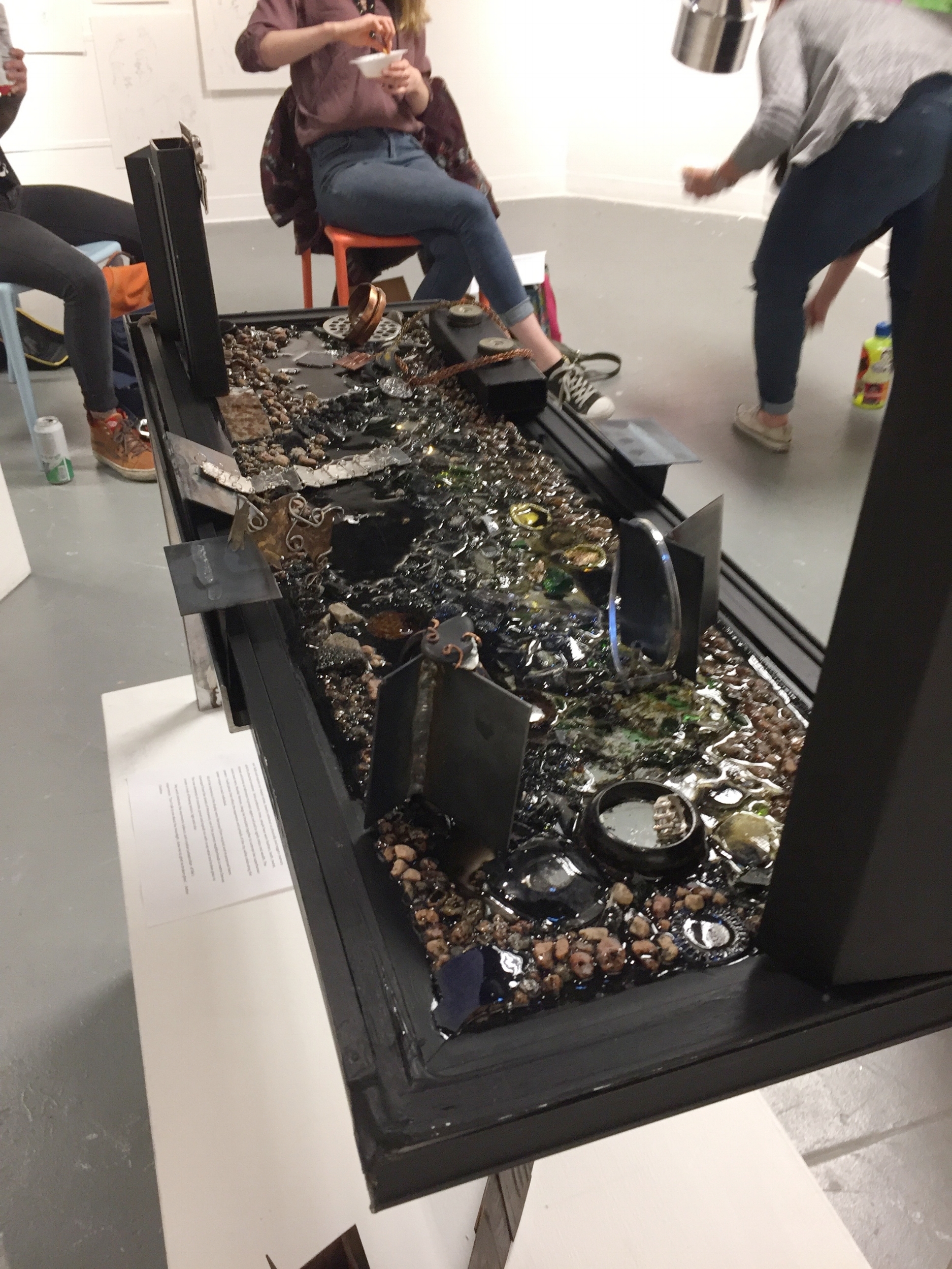  Gallery presentation of tableau, with jewelry pieces. The created environment adds impact to the jewelry and gives context to their design and fabrication methods and materials. 