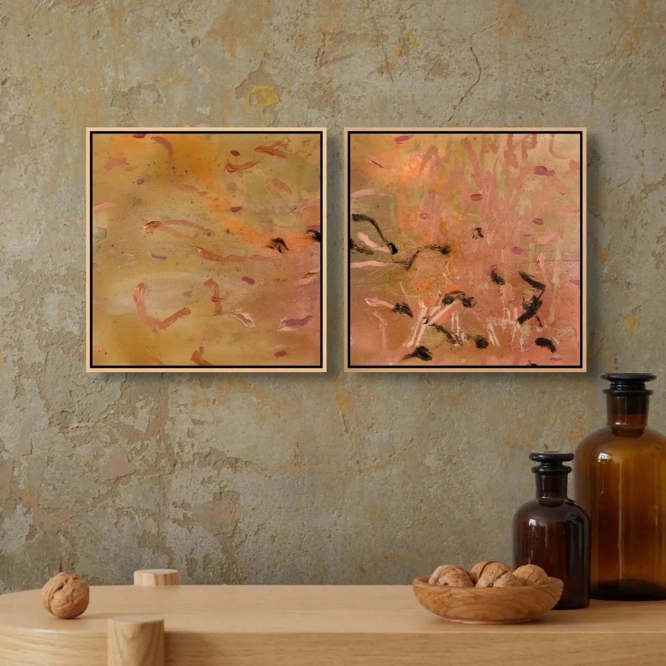 Embers by David Spencer painting with copper lines and movement