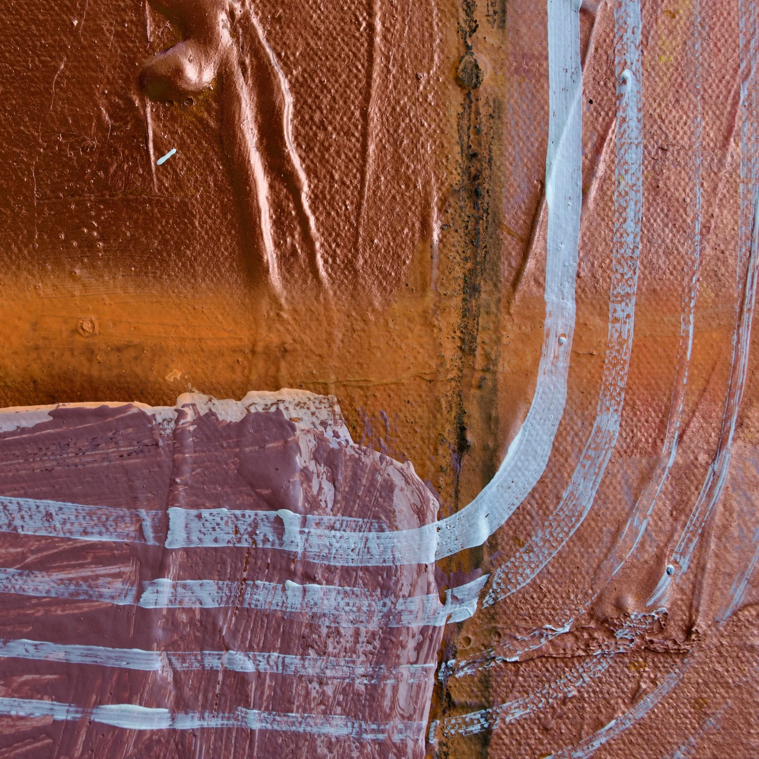 Abstract painting ‘Petrichor’—textured bands of ochre, forest green, and muted teal, copper, reminiscent of native Australian flora